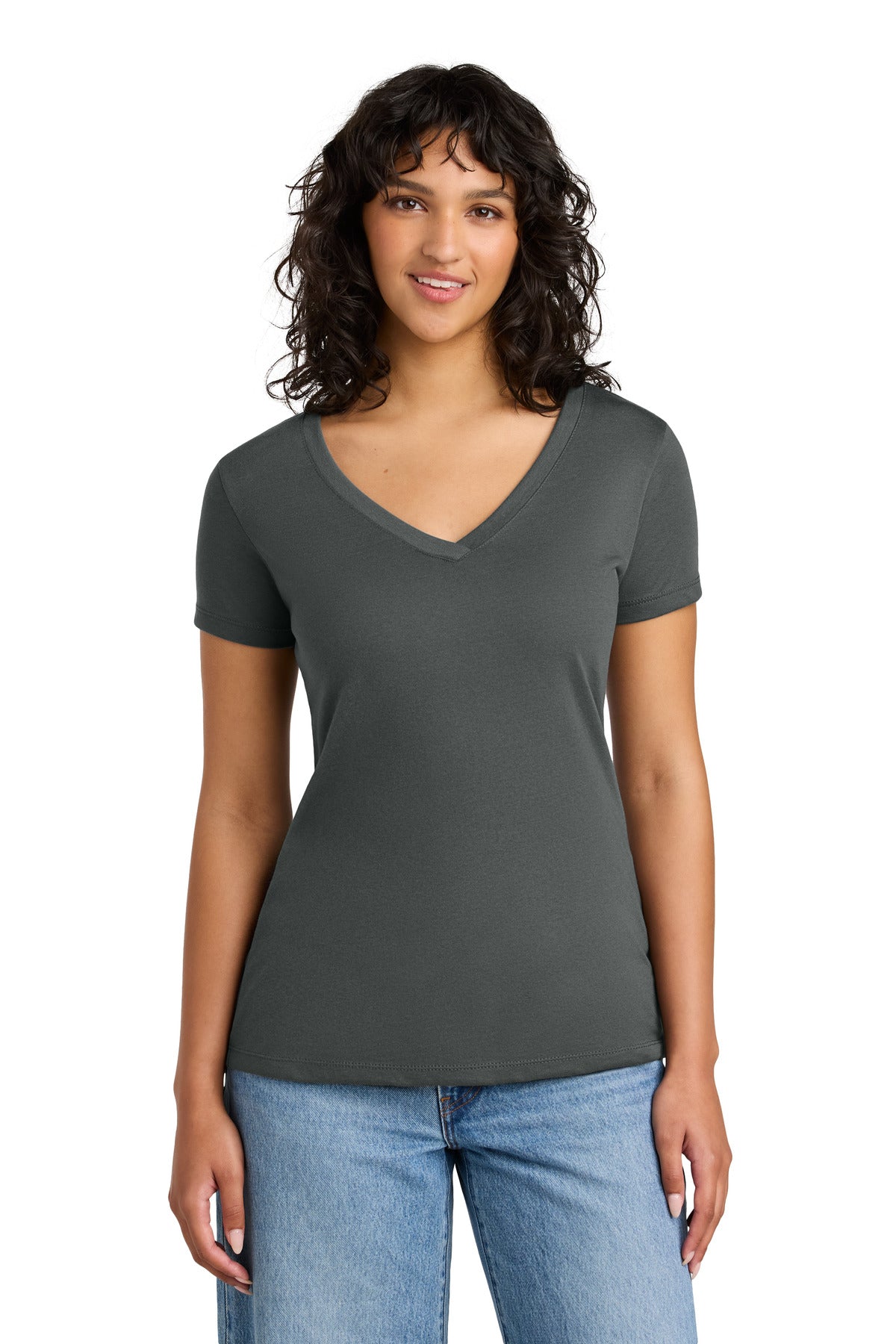 Custom Dark Gray Women's Ideal V-Neck Tee NL1540, personalized by SanCanDo Swag in Argyle, TX