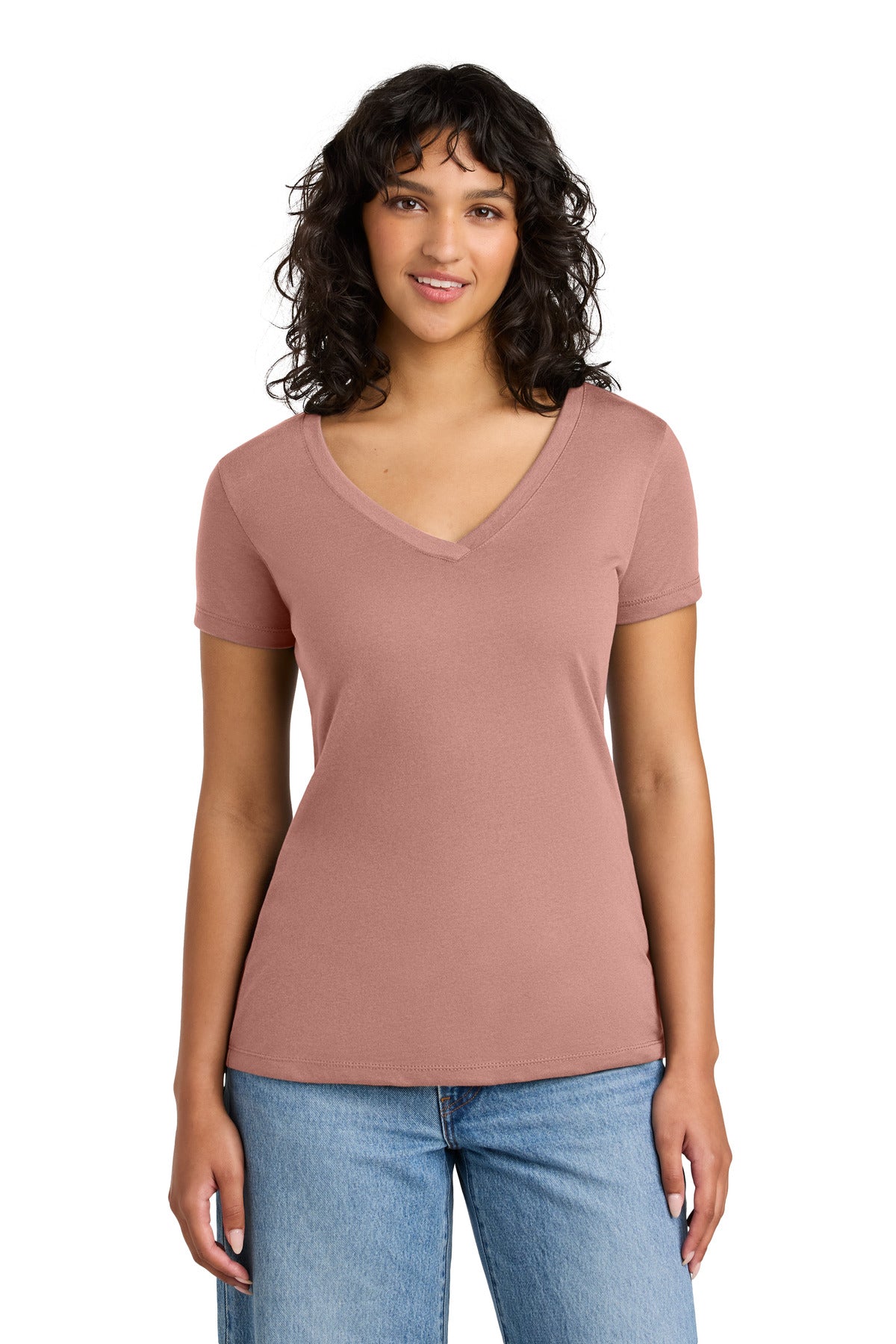 Custom Desert Pink Women's Ideal V-Neck Tee NL1540, personalized by SanCanDo Swag in Argyle, TX