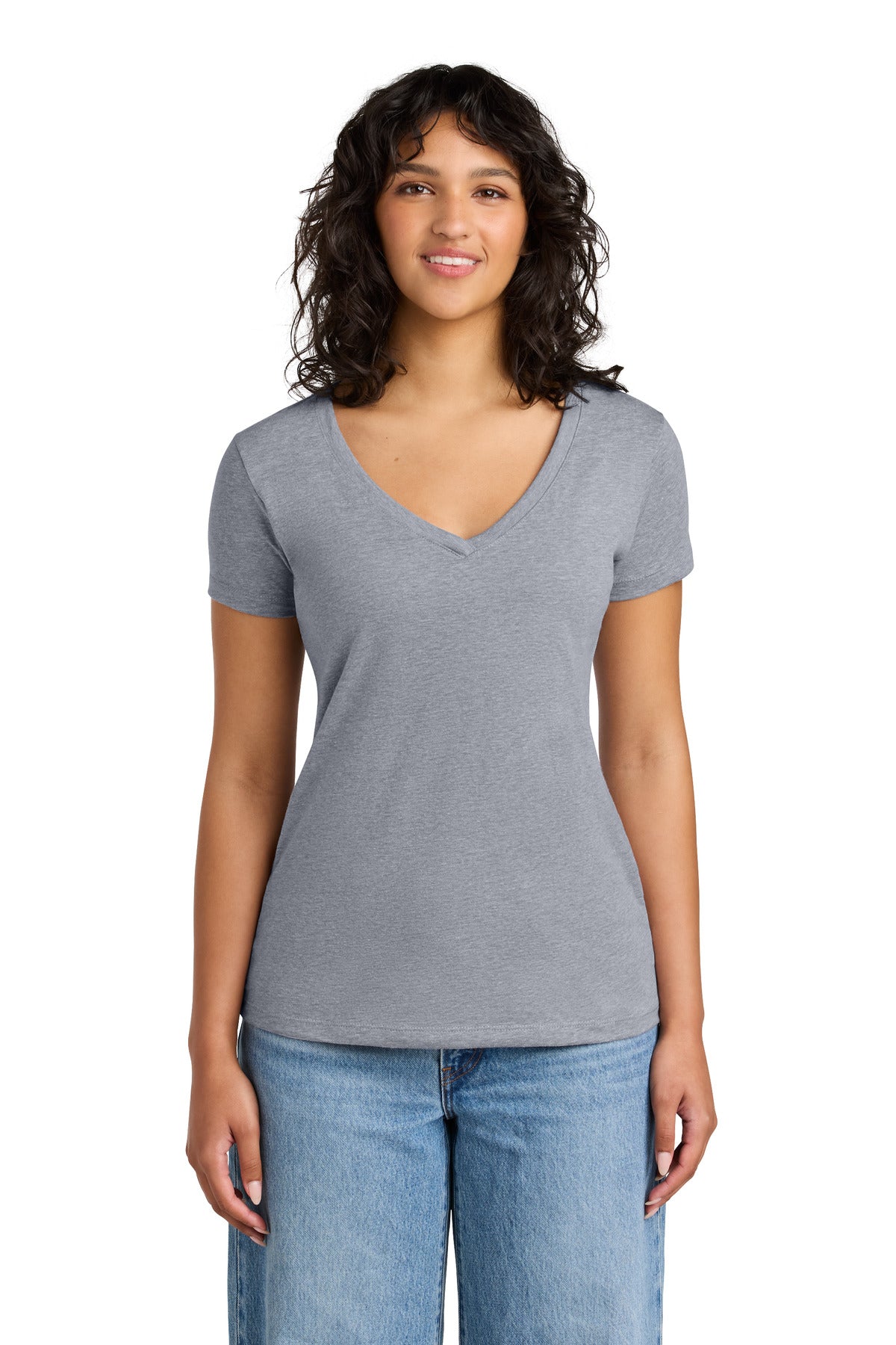 Custom Heather Gray Women's Ideal V-Neck Tee NL1540, personalized by SanCanDo Swag in Argyle, TX
