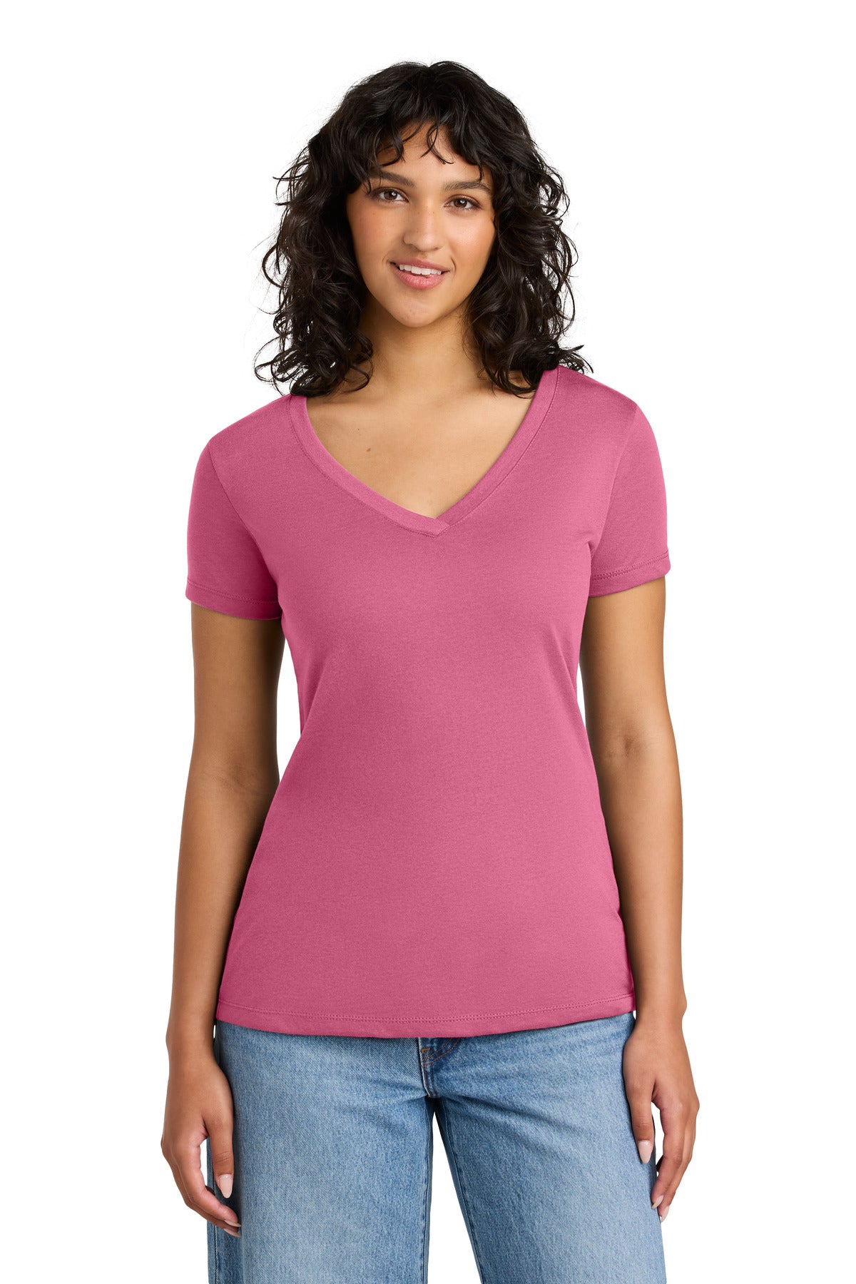 Custom Hot Pink Women's Ideal V-Neck Tee NL1540, personalized by SanCanDo Swag in Argyle, TX