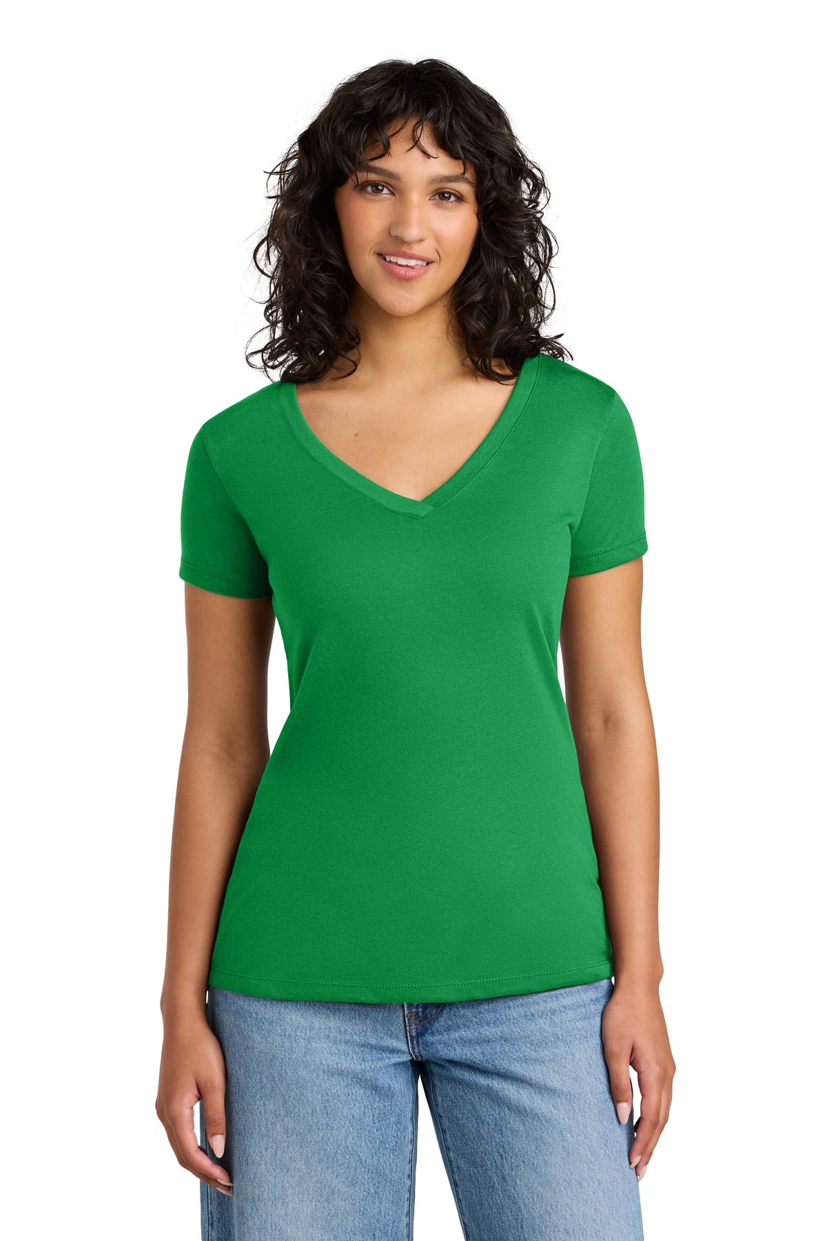 Custom Kelly Green Women's Ideal V-Neck Tee NL1540, personalized by SanCanDo Swag in Argyle, TX