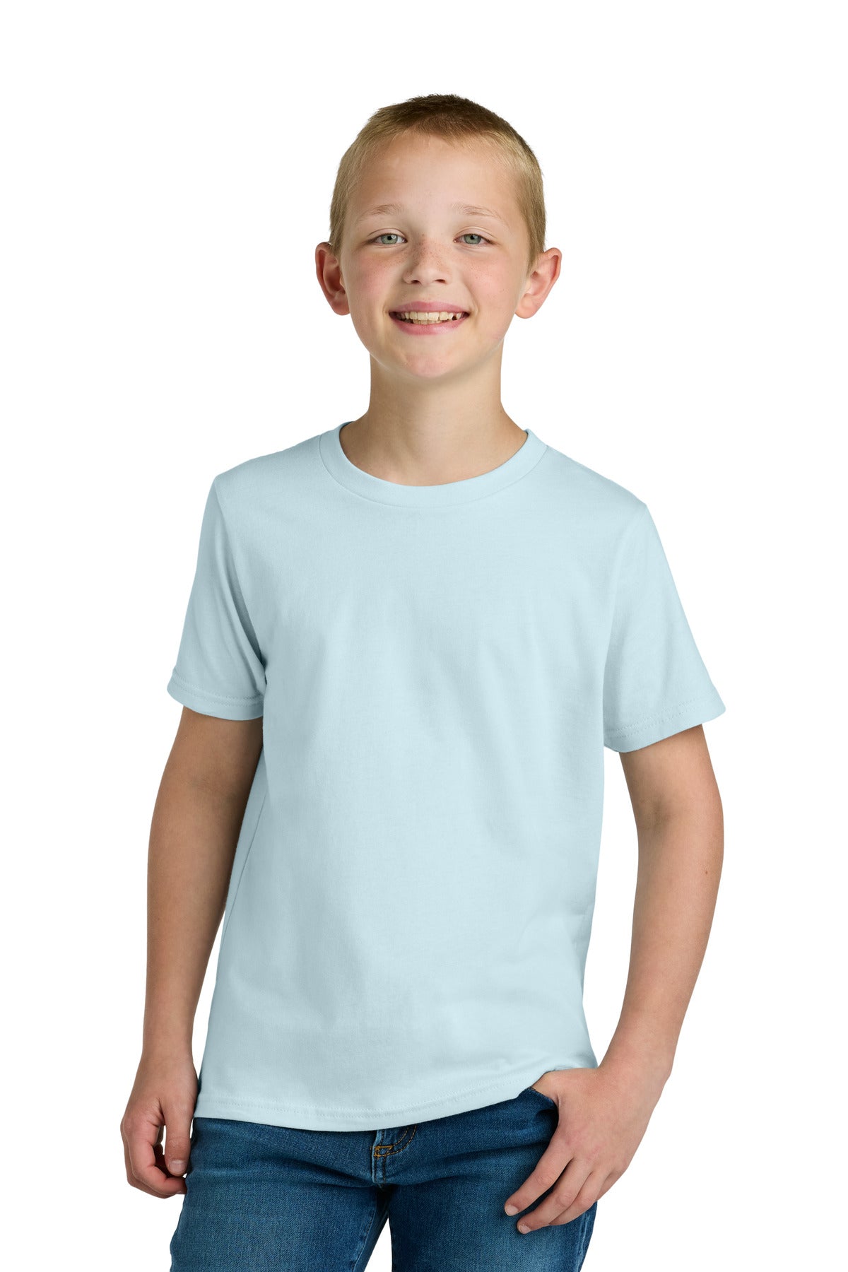 Custom Light Blue Youth Cotton Tee NL3310, personalized by SanCanDo Swag in Argyle, TX
