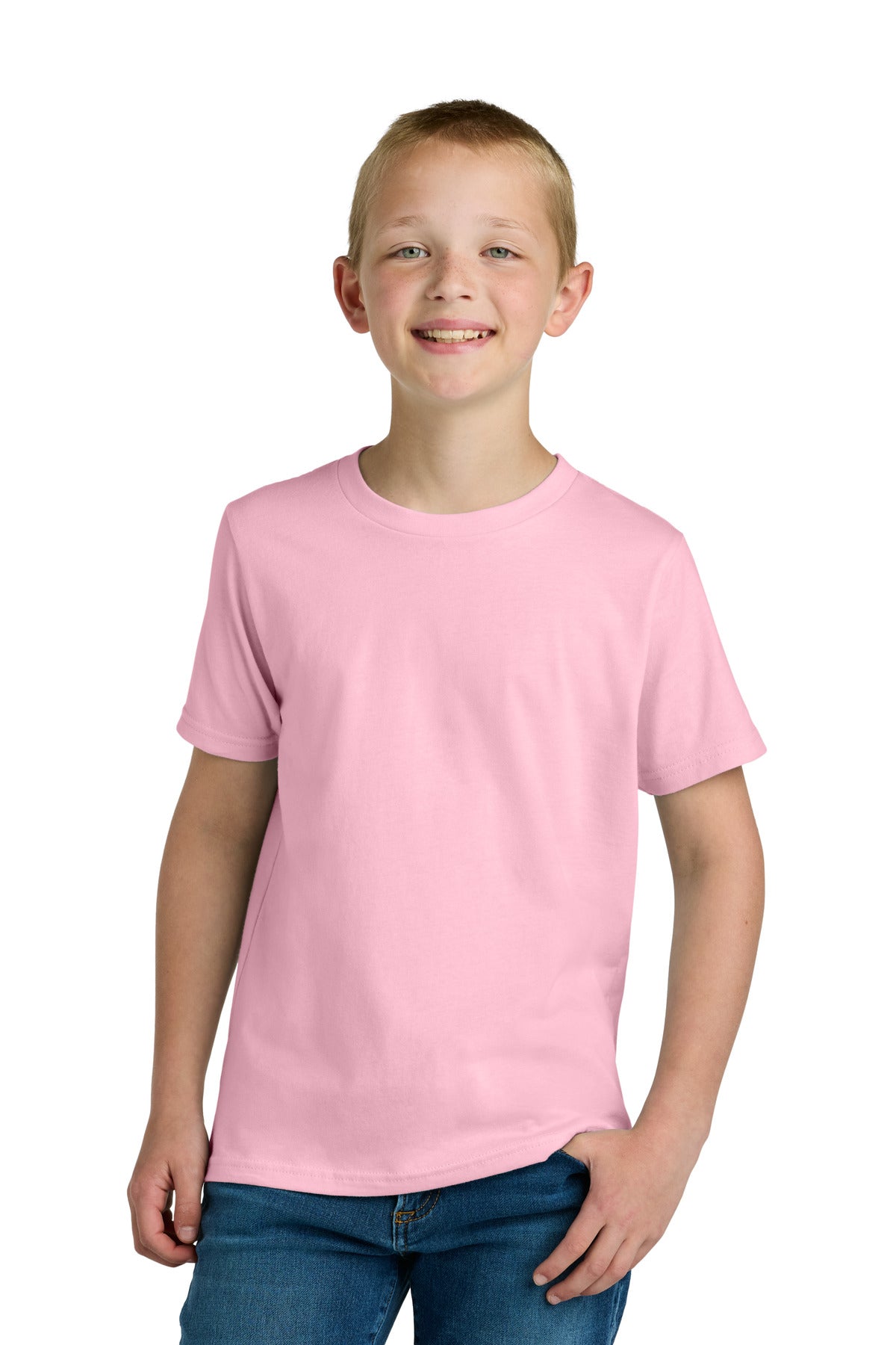 Custom Light Pink Youth Cotton Tee NL3310, personalized by SanCanDo Swag in Argyle, TX