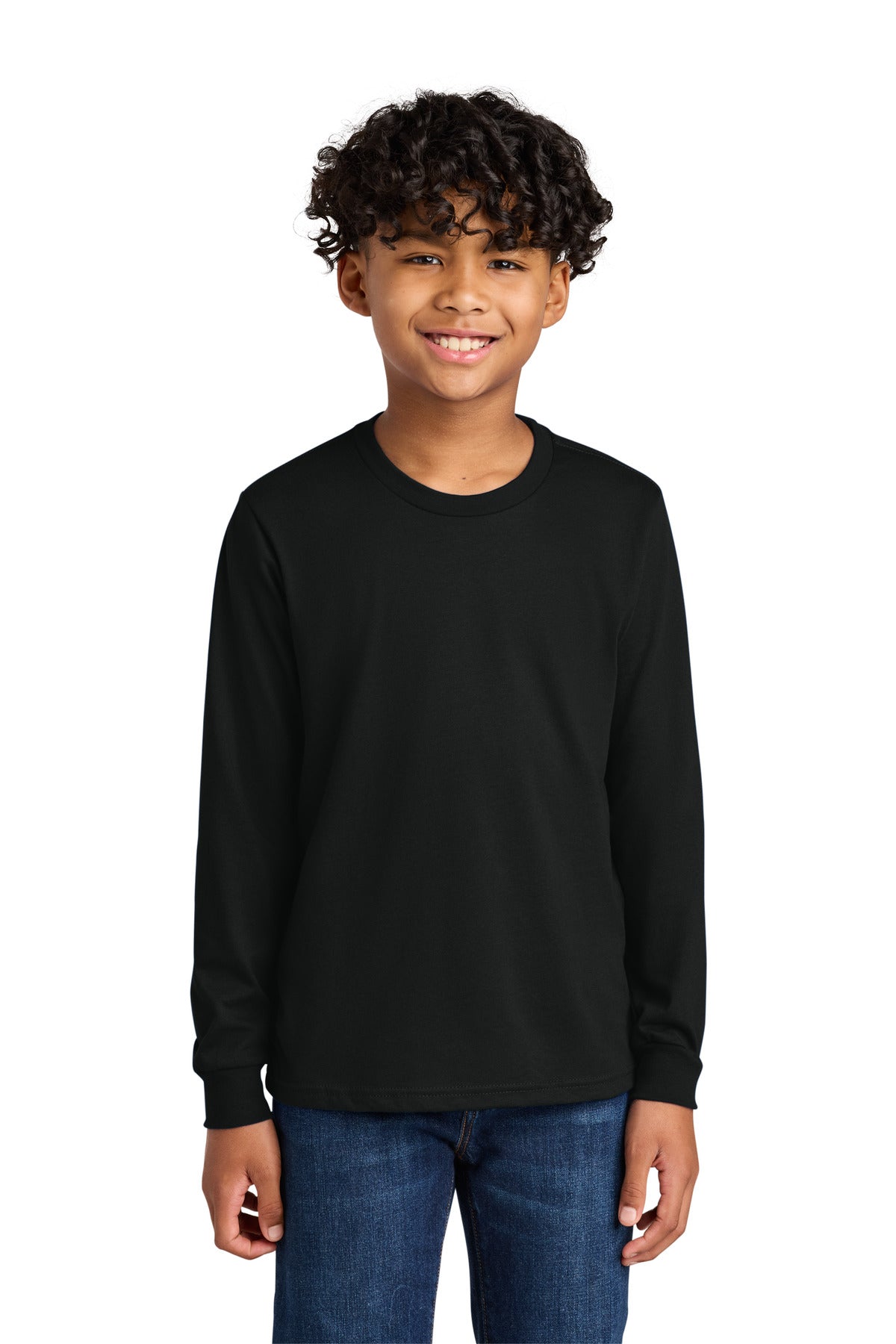 Custom Black Youth Cotton Long Sleeve Tee NL3311, personalized by SanCanDo Swag in Argyle, TX