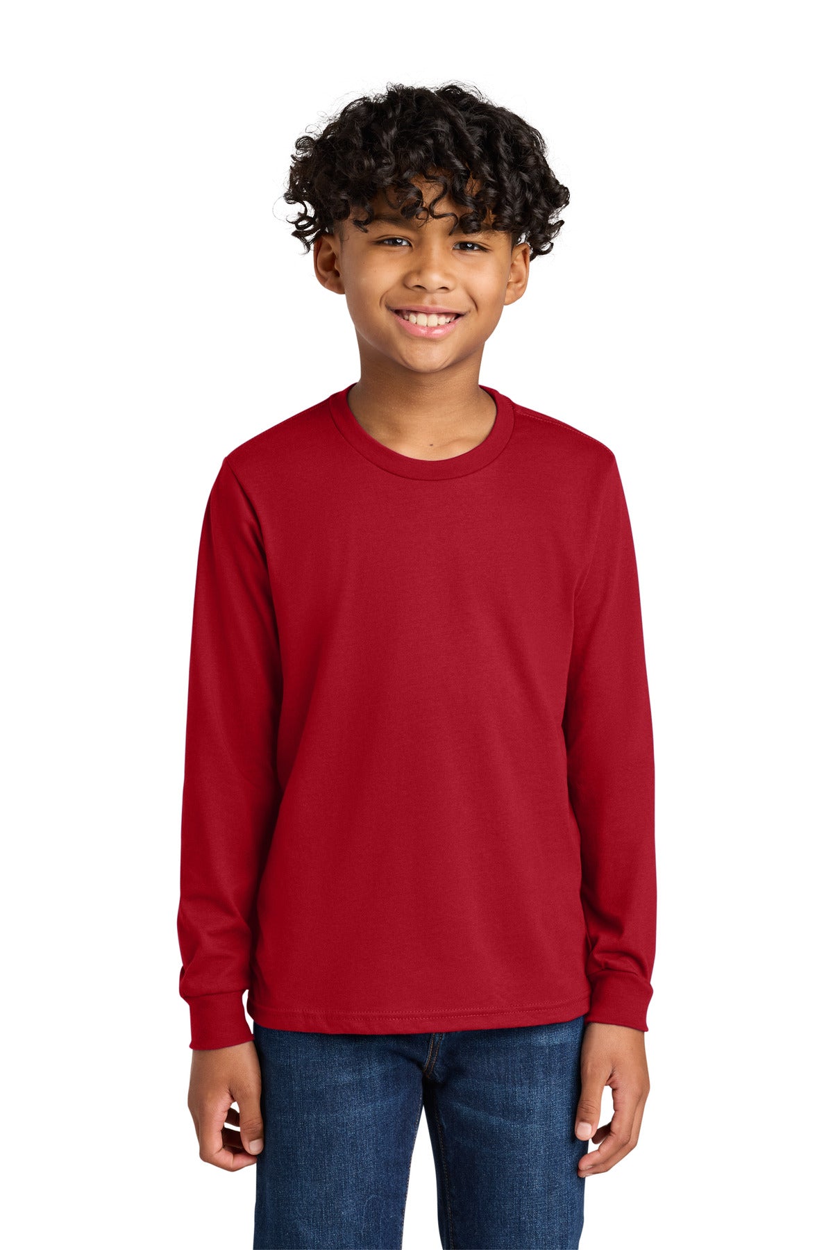 Custom Red Youth Cotton Long Sleeve Tee NL3311, personalized by SanCanDo Swag in Argyle, TX