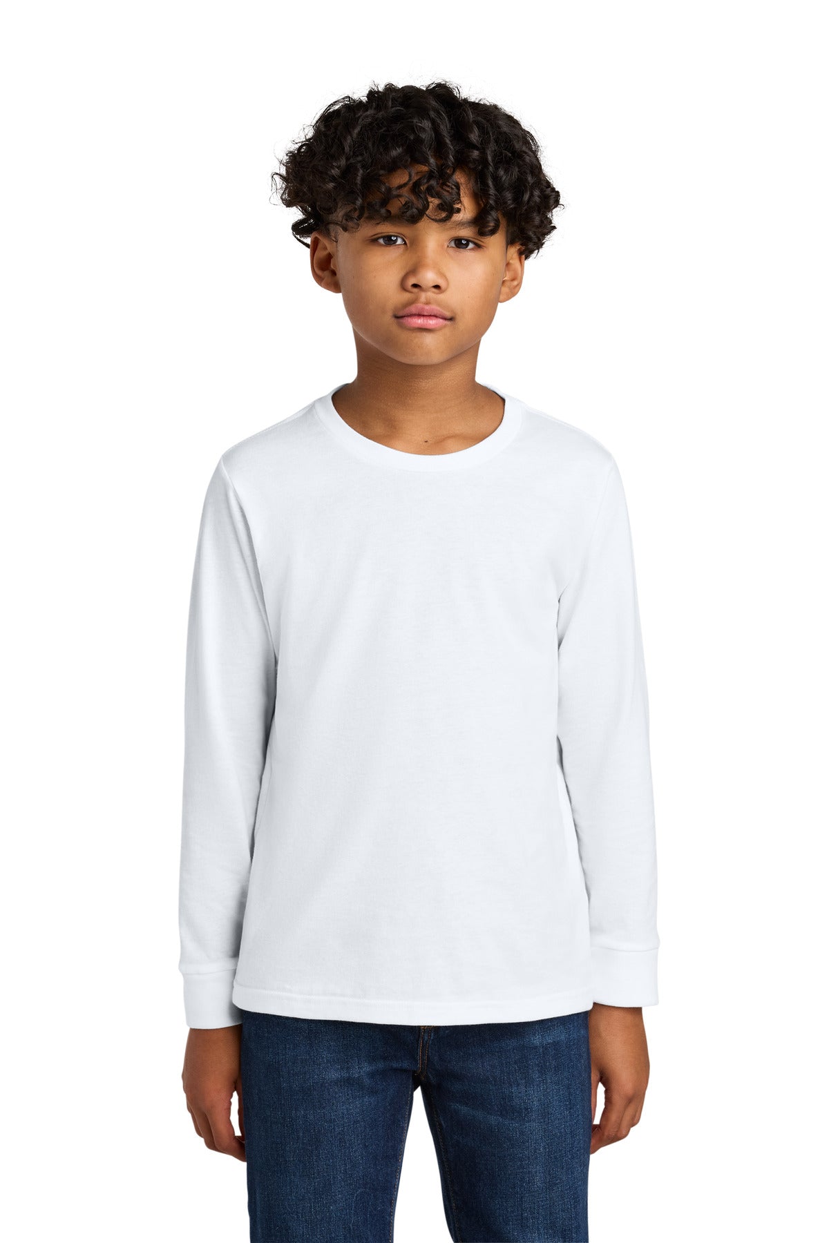 Custom White Youth Cotton Long Sleeve Tee NL3311, personalized by SanCanDo Swag in Argyle, TX
