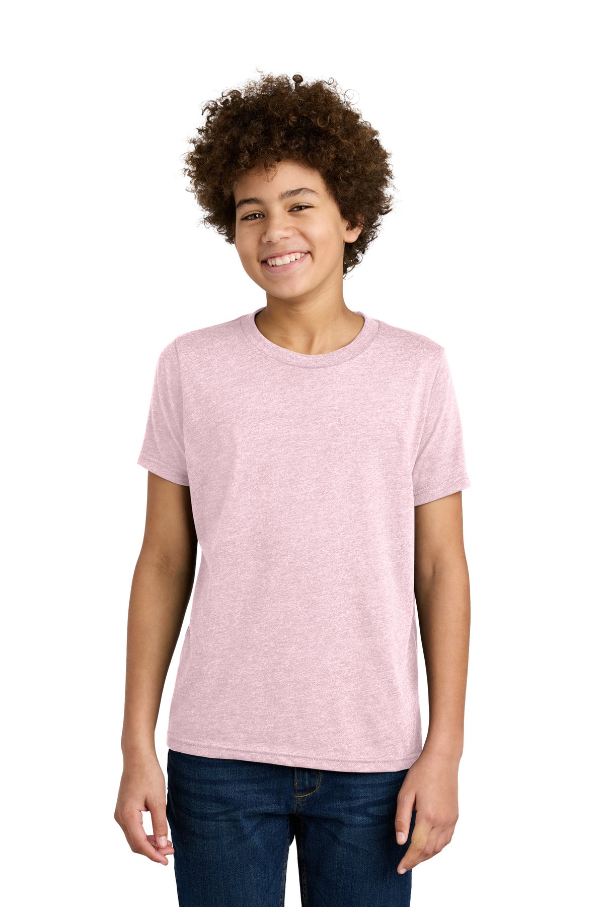 Custom Heather Light Pink Youth CVC Tee NL3312, personalized by SanCanDo Swag in Argyle, TX
