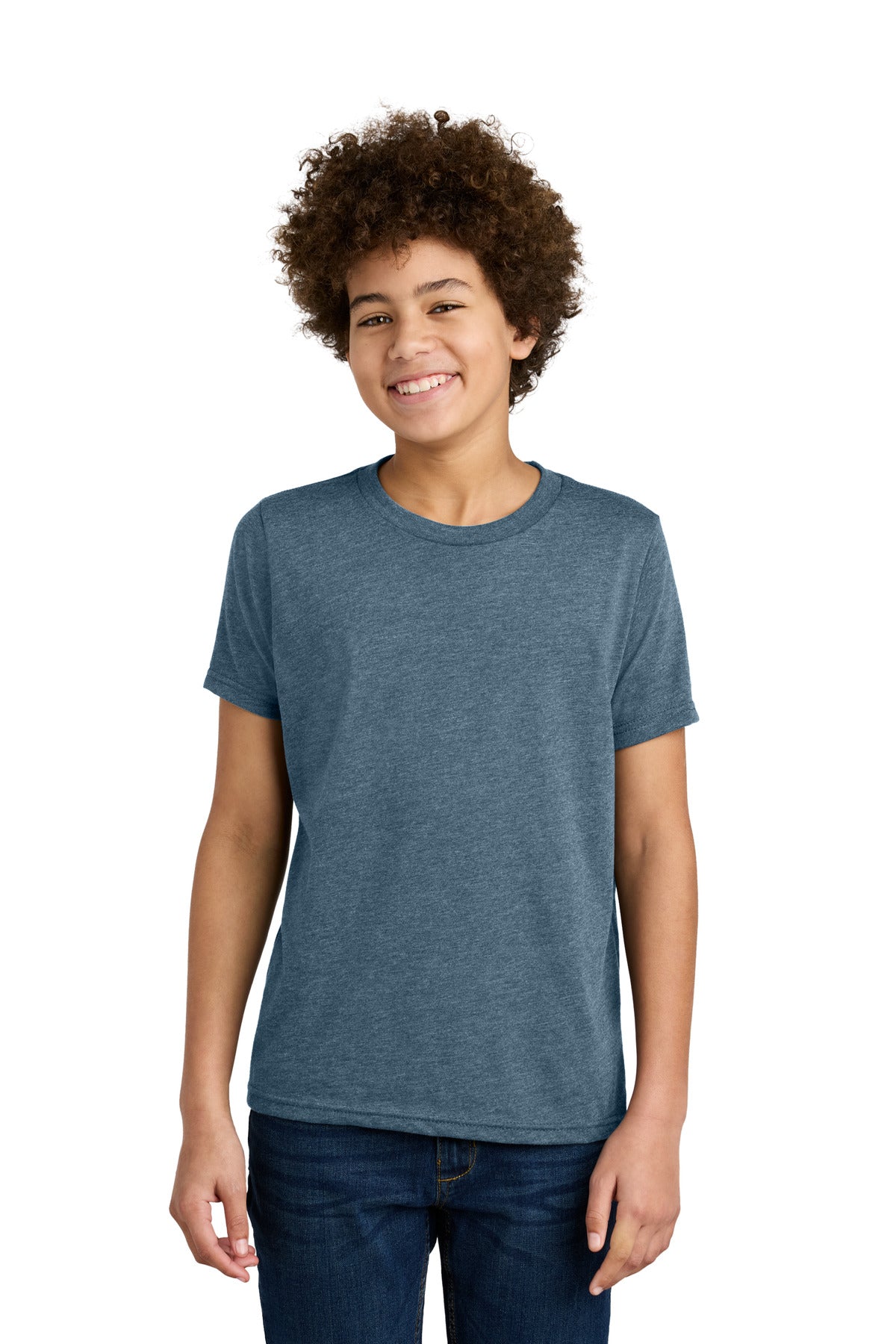 Custom Heather Slate Blue Youth CVC Tee NL3312, personalized by SanCanDo Swag in Argyle, TX