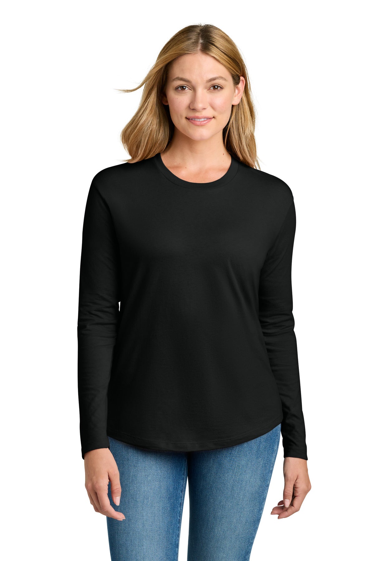 Custom Black Women's Cotton Relaxed Long Sleeve Tee NL3911, personalized by SanCanDo Swag in Argyle, TX