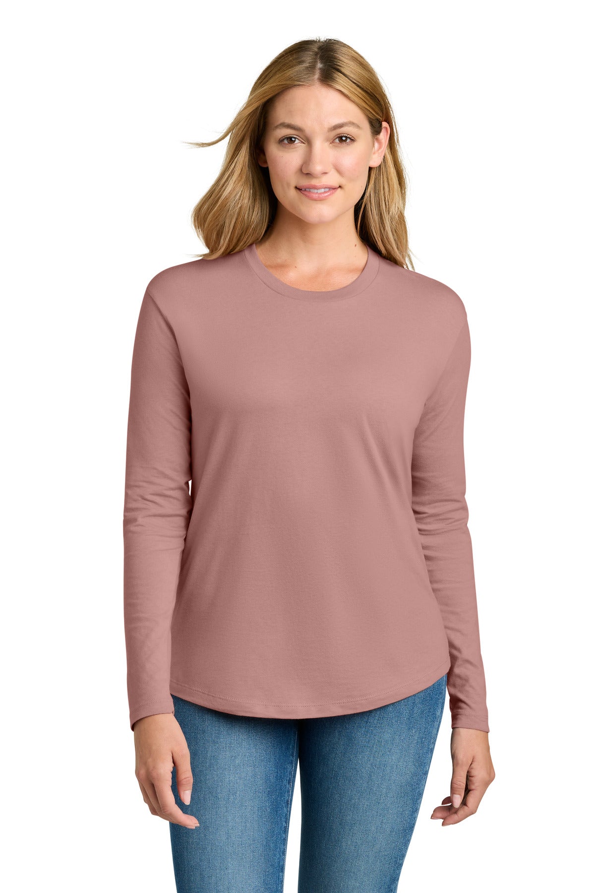 Custom Desert Pink Women's Cotton Relaxed Long Sleeve Tee NL3911, personalized by SanCanDo Swag in Argyle, TX
