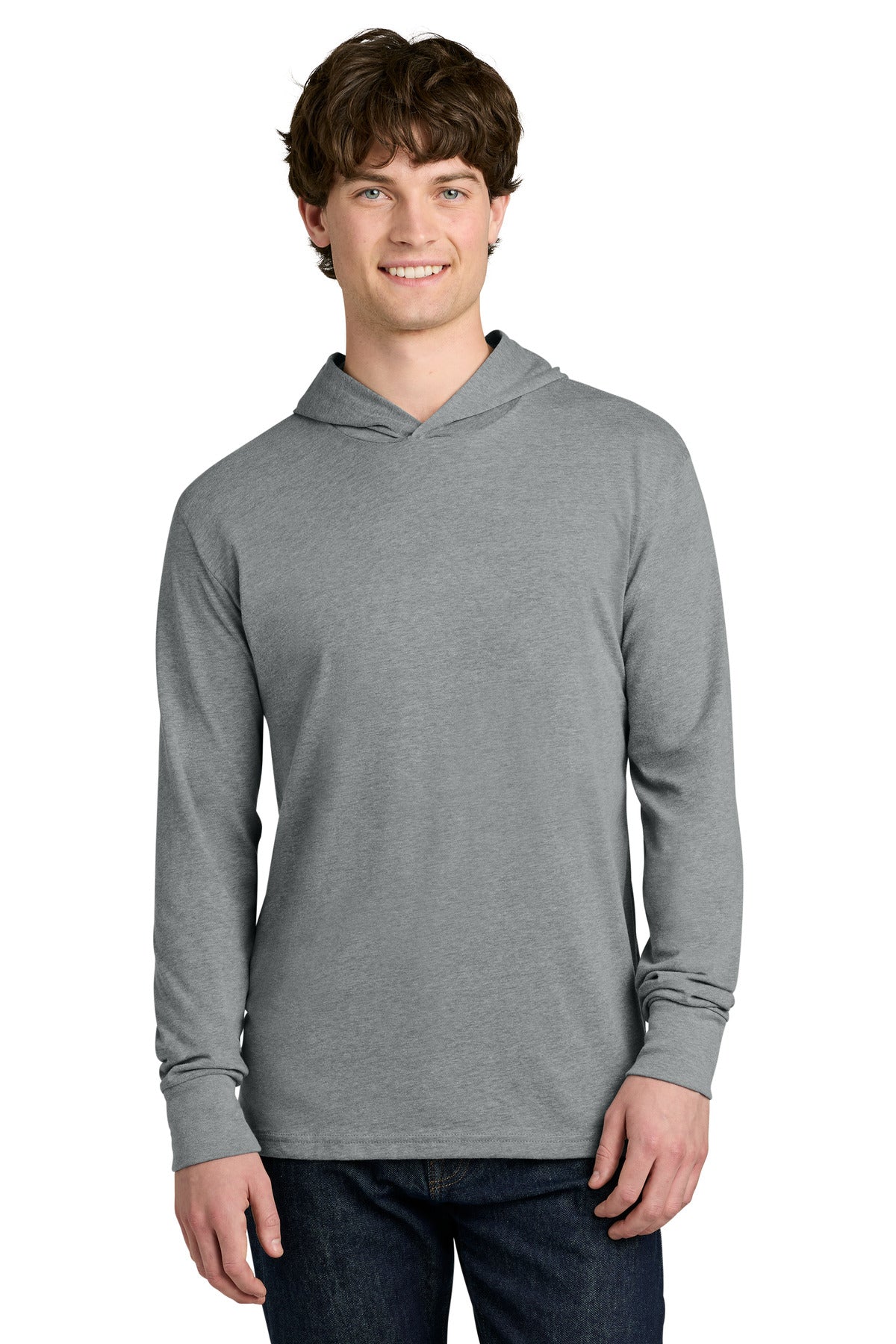 Custom Dark Heather Gray CVC Long Sleeve Hoodie NL6221, personalized by SanCanDo Swag in Argyle, TX