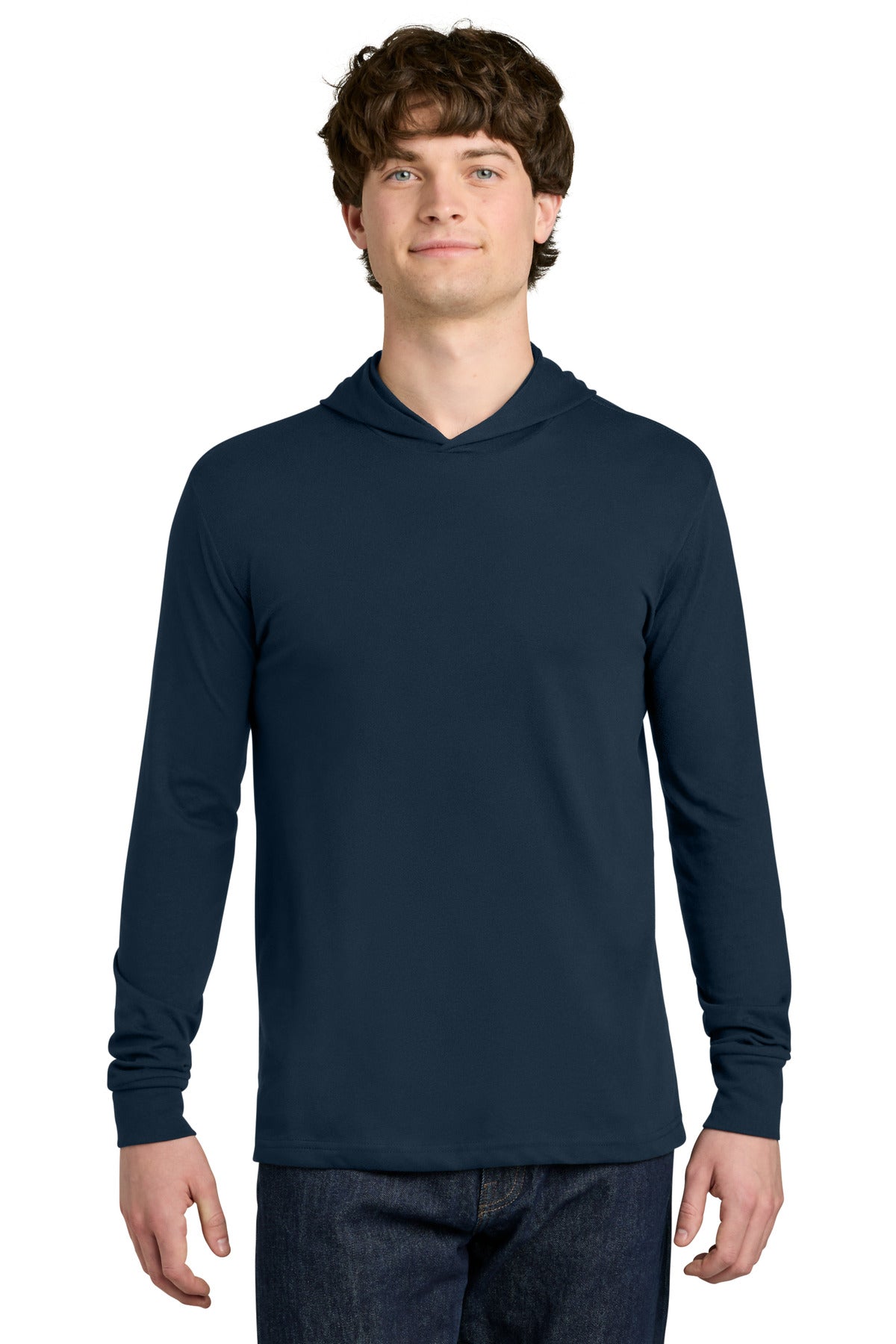 Custom Midnight Navy CVC Long Sleeve Hoodie NL6221, personalized by SanCanDo Swag in Argyle, TX