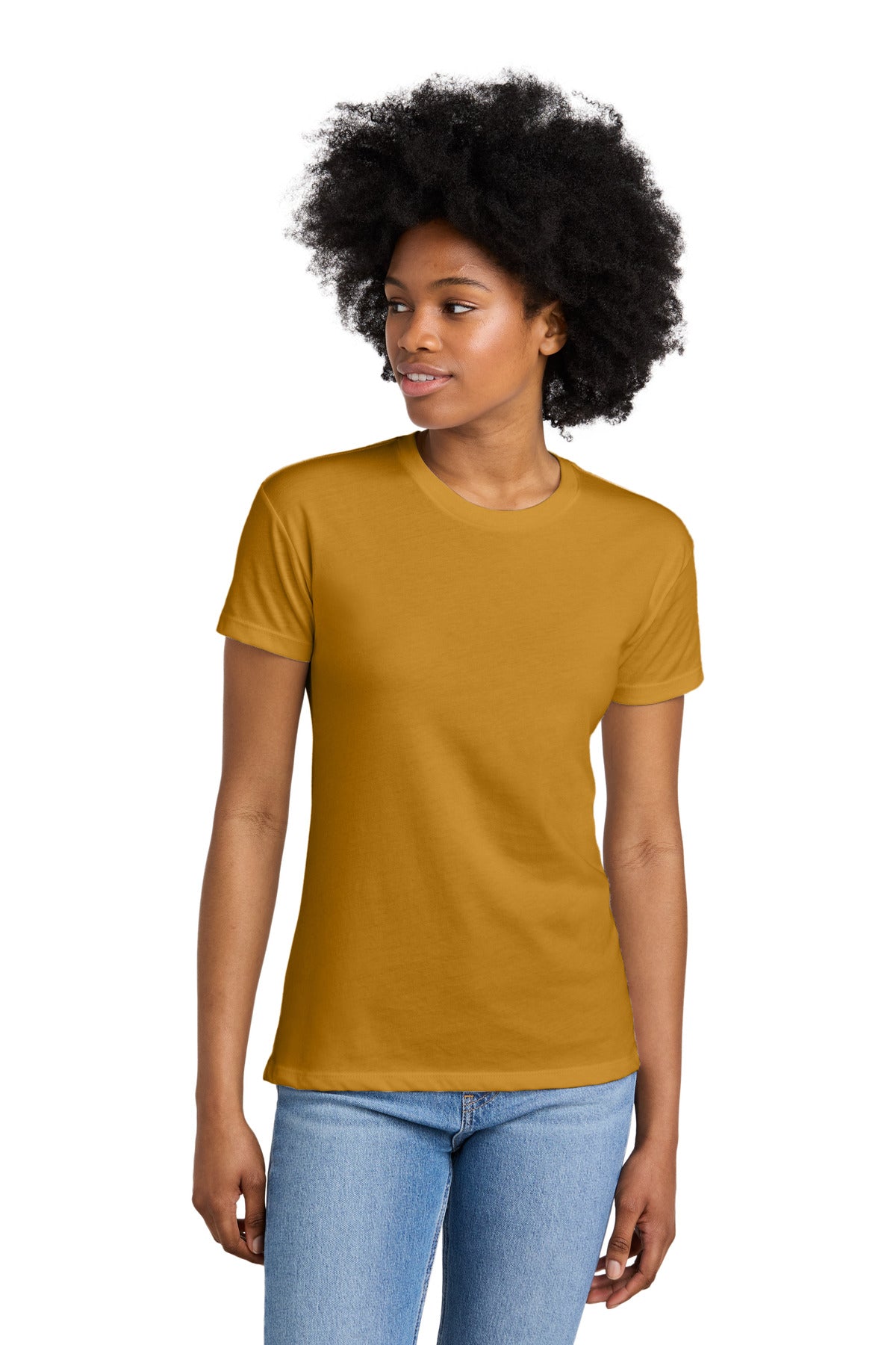 Custom Antique Gold Women's CVC Relaxed Tee NL6600, personalized by SanCanDo Swag in Argyle, TX