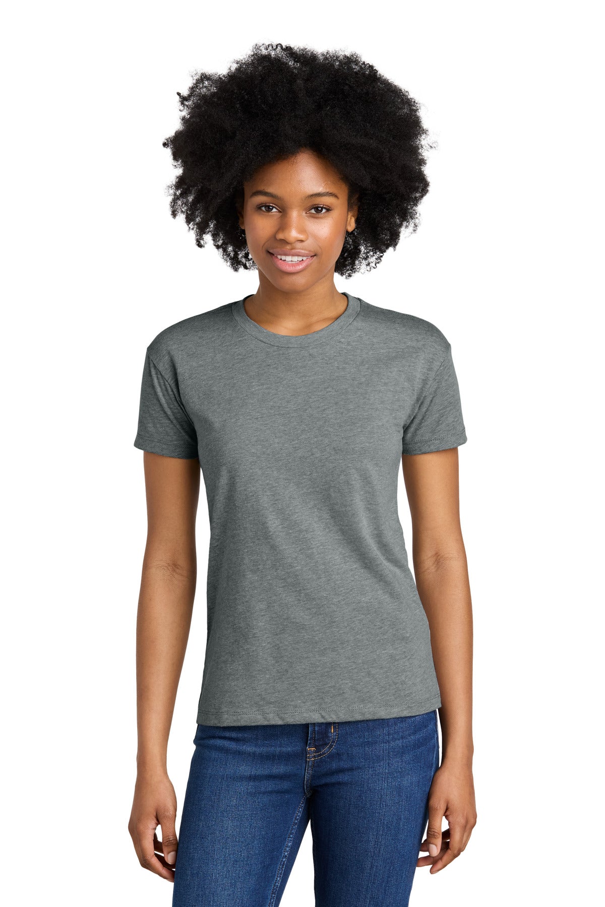 Custom Dark Heather Gray Women's CVC Relaxed Tee NL6600, personalized by SanCanDo Swag in Argyle, TX