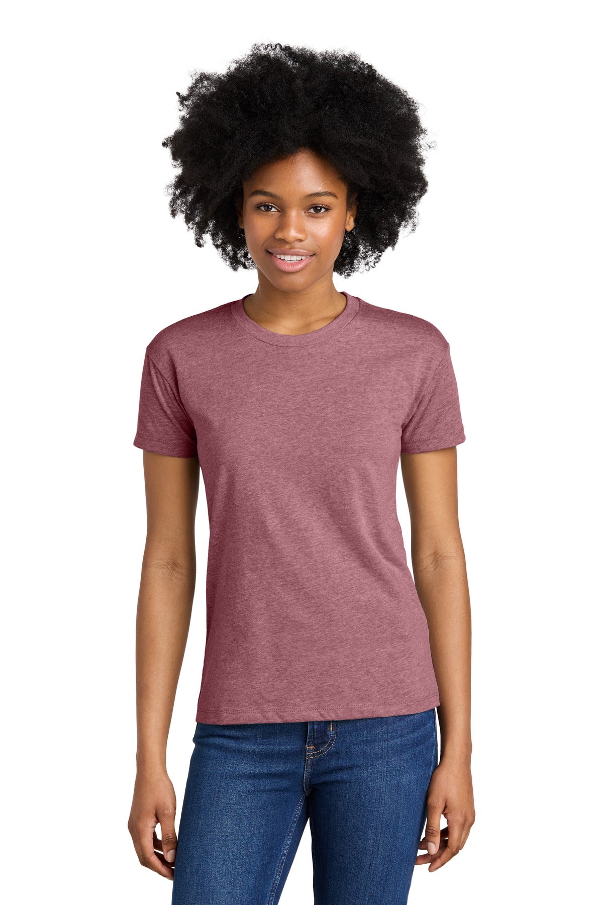 Custom Heather Mauve Women's CVC Relaxed Tee NL6600, personalized by SanCanDo Swag in Argyle, TX