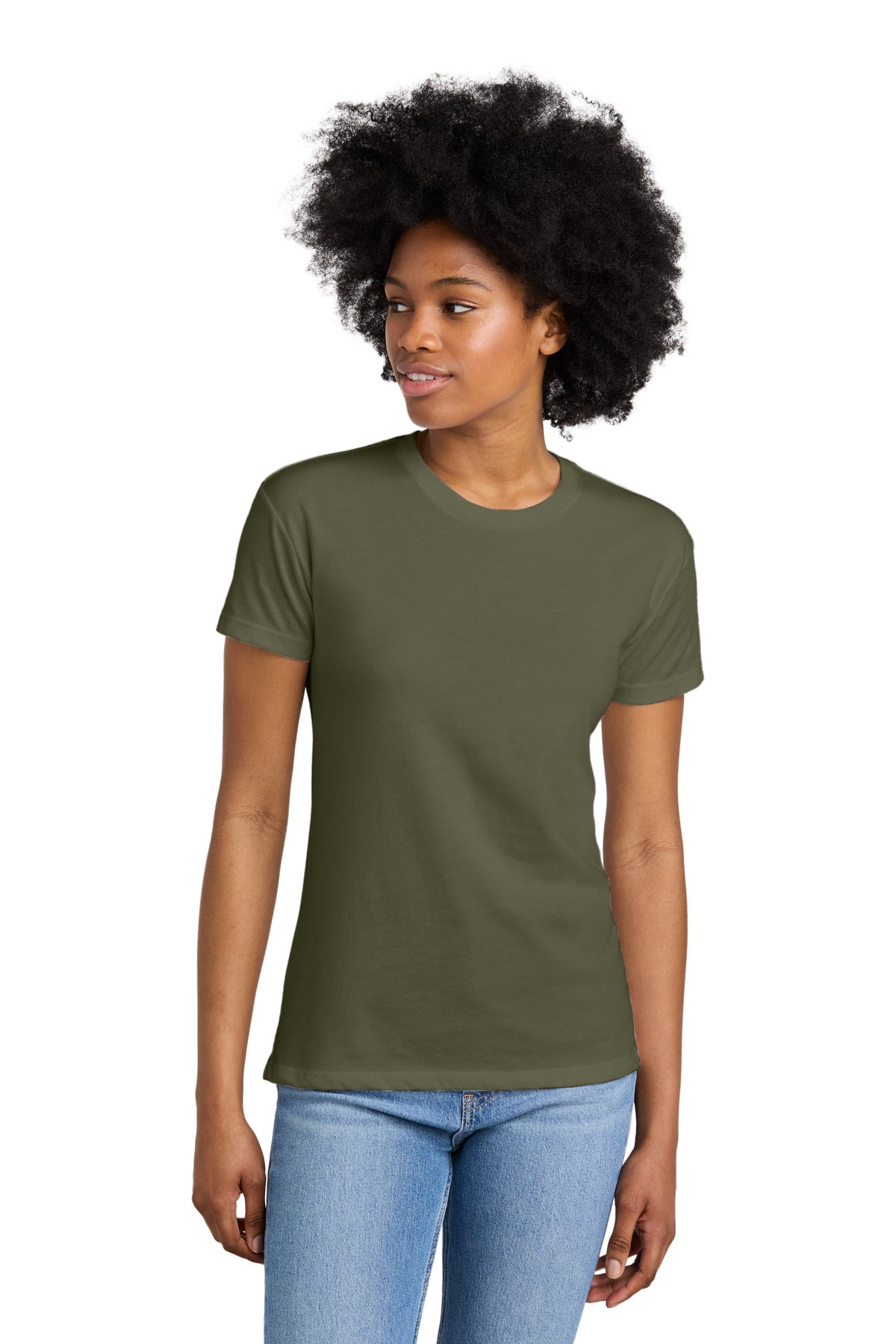 Custom Military Green Women's CVC Relaxed Tee NL6600, personalized by SanCanDo Swag in Argyle, TX