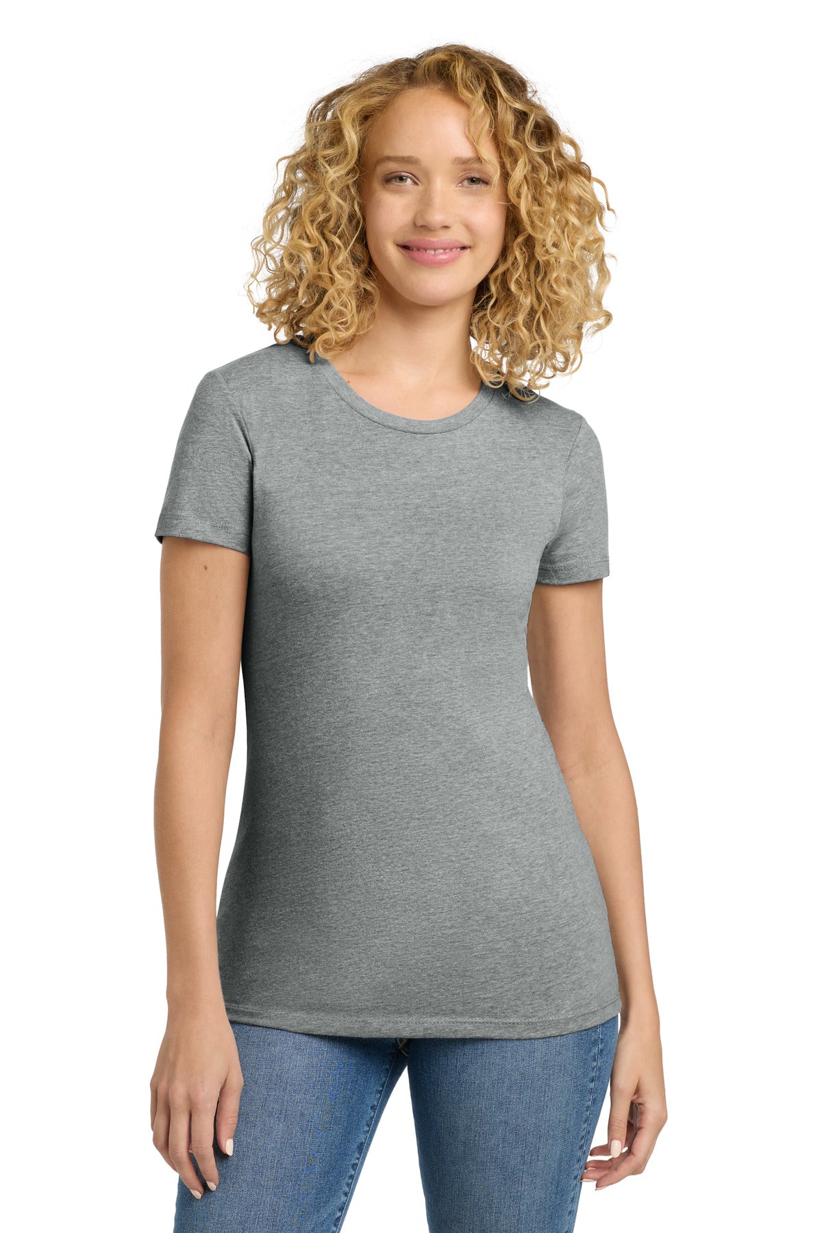 Custom Dark Heather Gray Women's CVC Tee NL6610, personalized by SanCanDo Swag in Argyle, TX