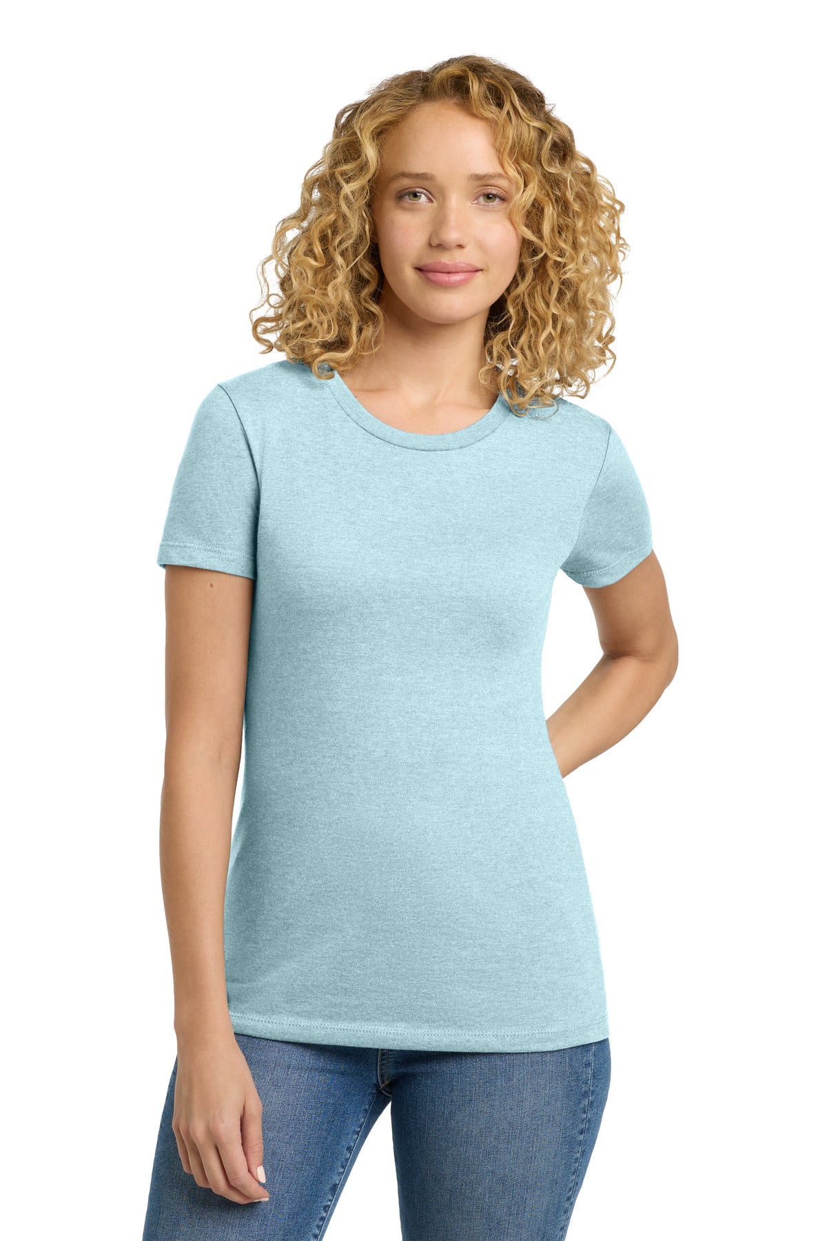 Custom Ice Blue Women's CVC Tee NL6610, personalized by SanCanDo Swag in Argyle, TX