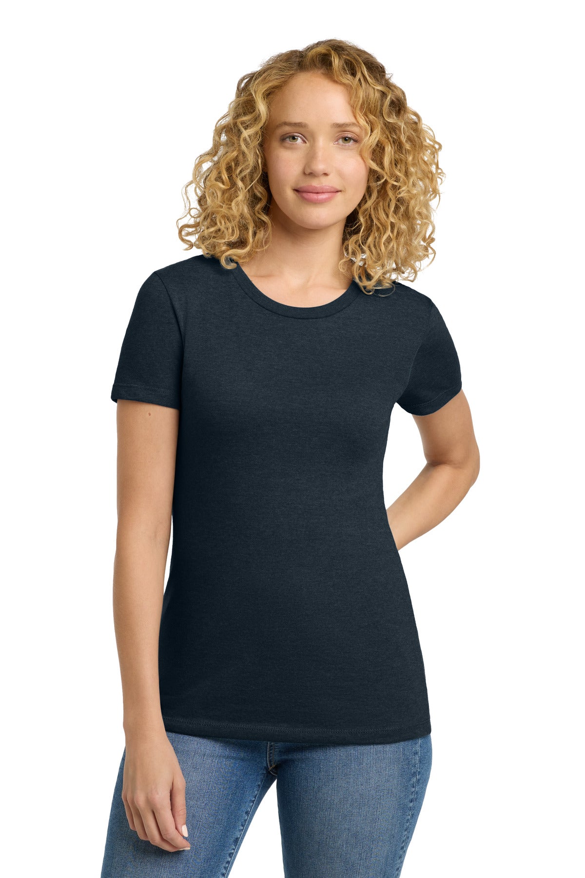 Custom Midnight Navy Women's CVC Tee NL6610, personalized by SanCanDo Swag in Argyle, TX