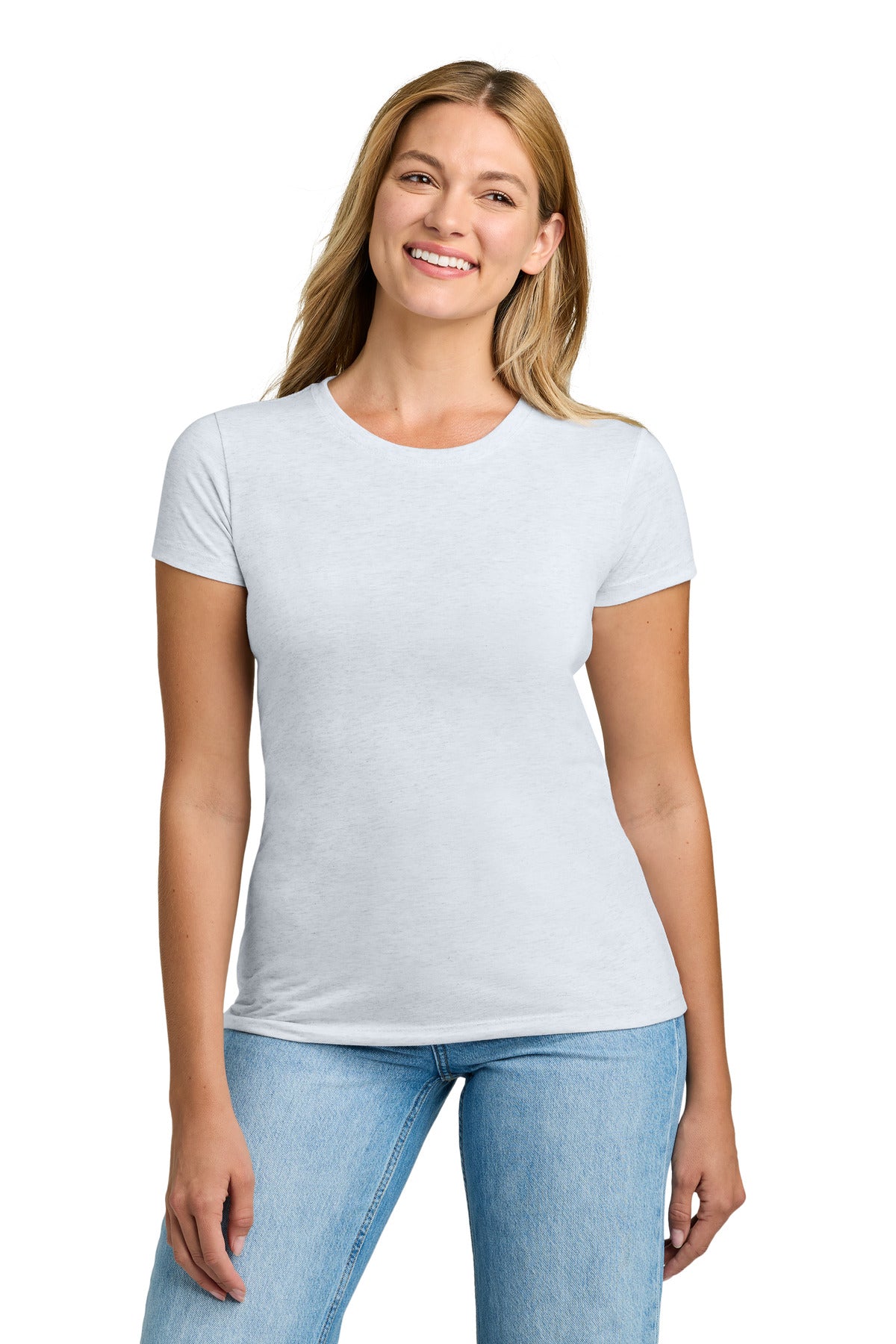 Custom Heather White Women's Tri-Blend Tee NL6710, personalized by SanCanDo Swag in Argyle, TX