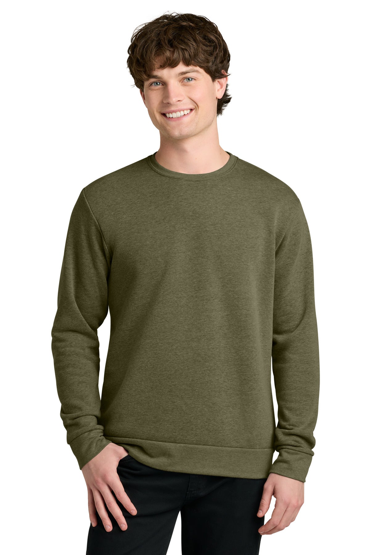Custom Heather Military Green Adult Malibu Crewneck NL9002, personalized by SanCanDo Swag in Argyle, TX