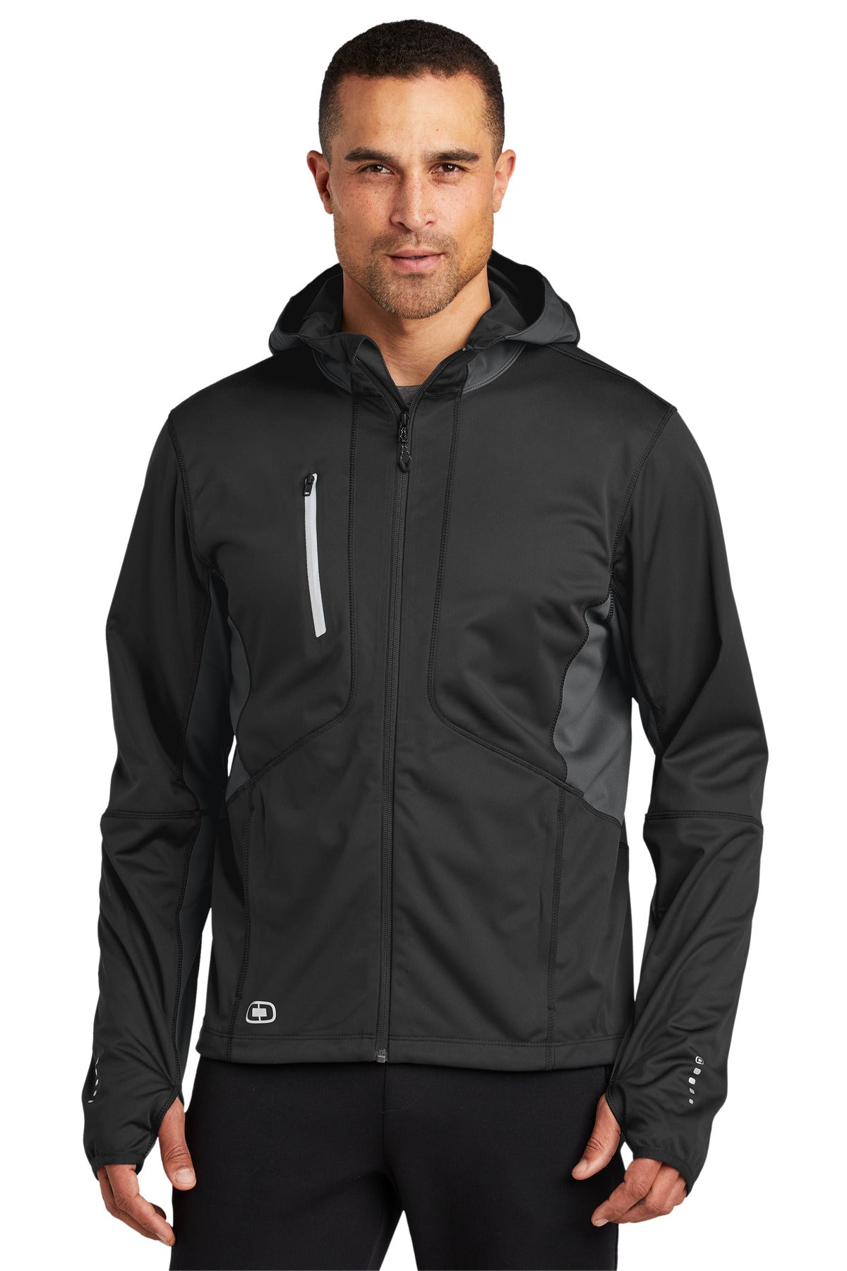 Custom Blacktop/ Gear Grey Pivot Soft Shell OE721, personalized by SanCanDo Swag in Argyle, TX