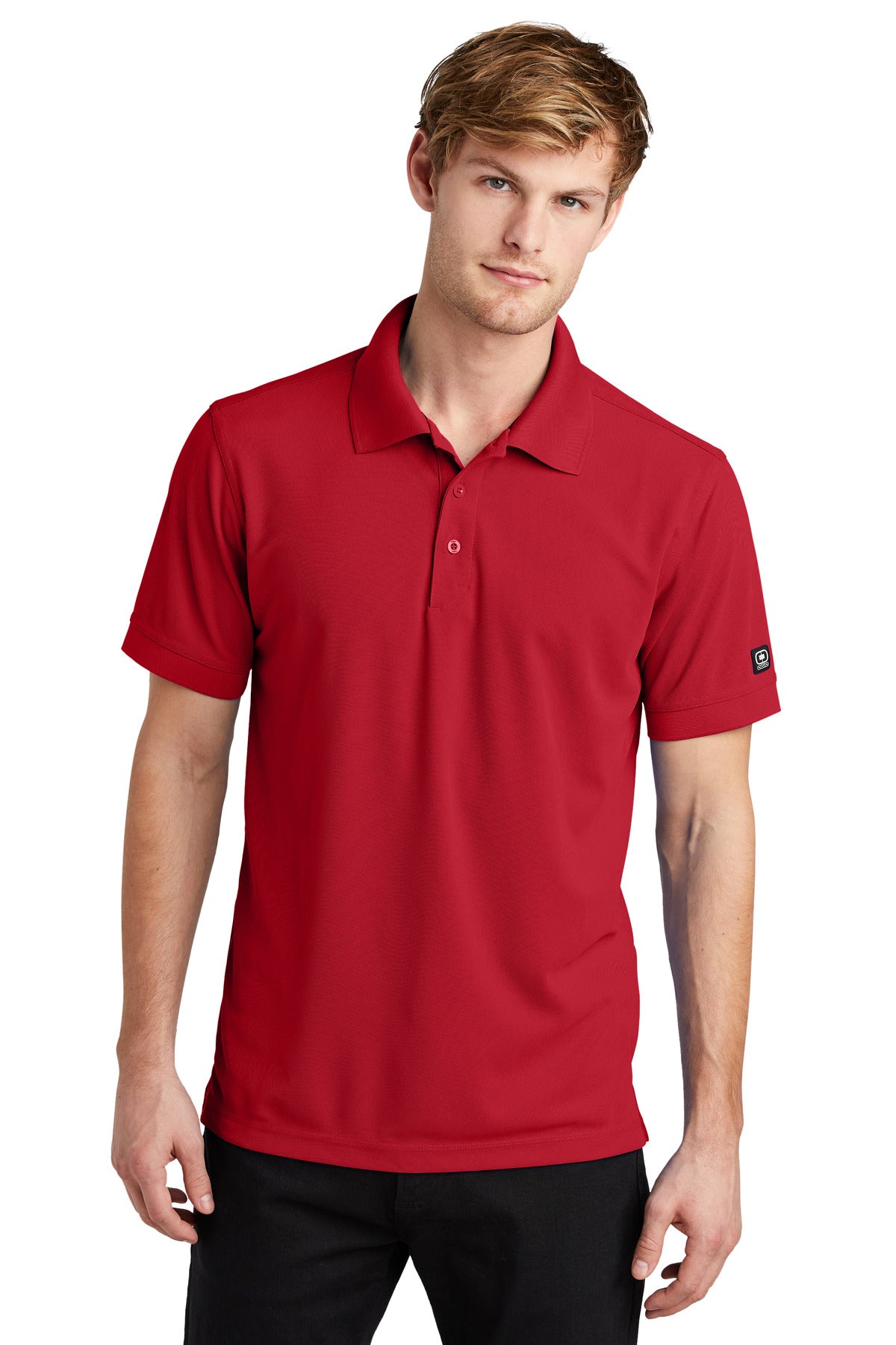 Custom Signal Red Caliber2.0 Polo OG101, personalized by SanCanDo Swag in Argyle, TX