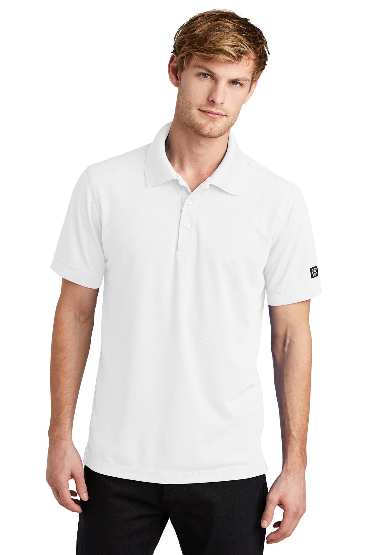 Custom Bright White Caliber2.0 Polo OG101, personalized by SanCanDo Swag in Argyle, TX