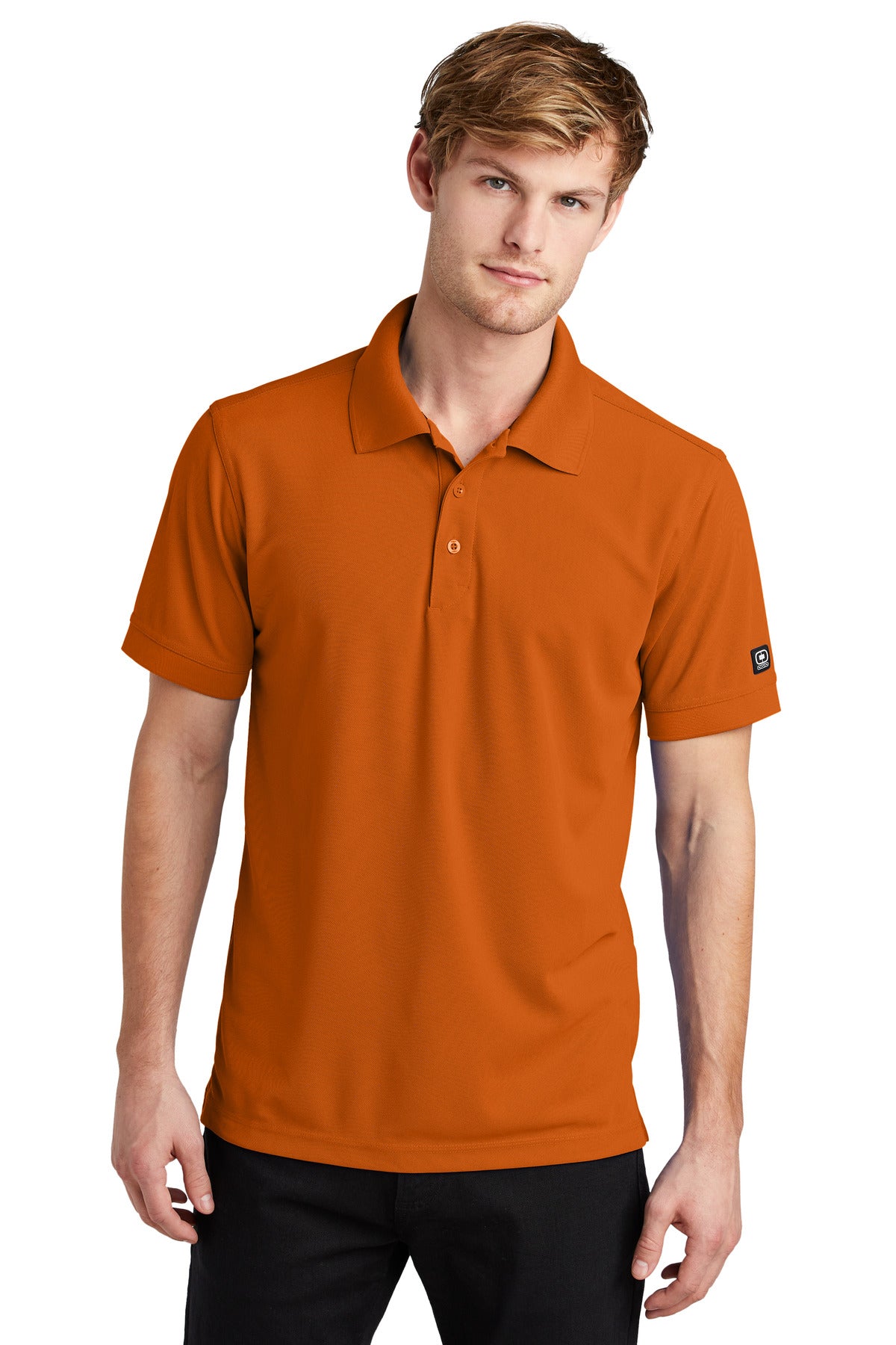 Custom Flare Orange Caliber2.0 Polo OG101, personalized by SanCanDo Swag in Argyle, TX