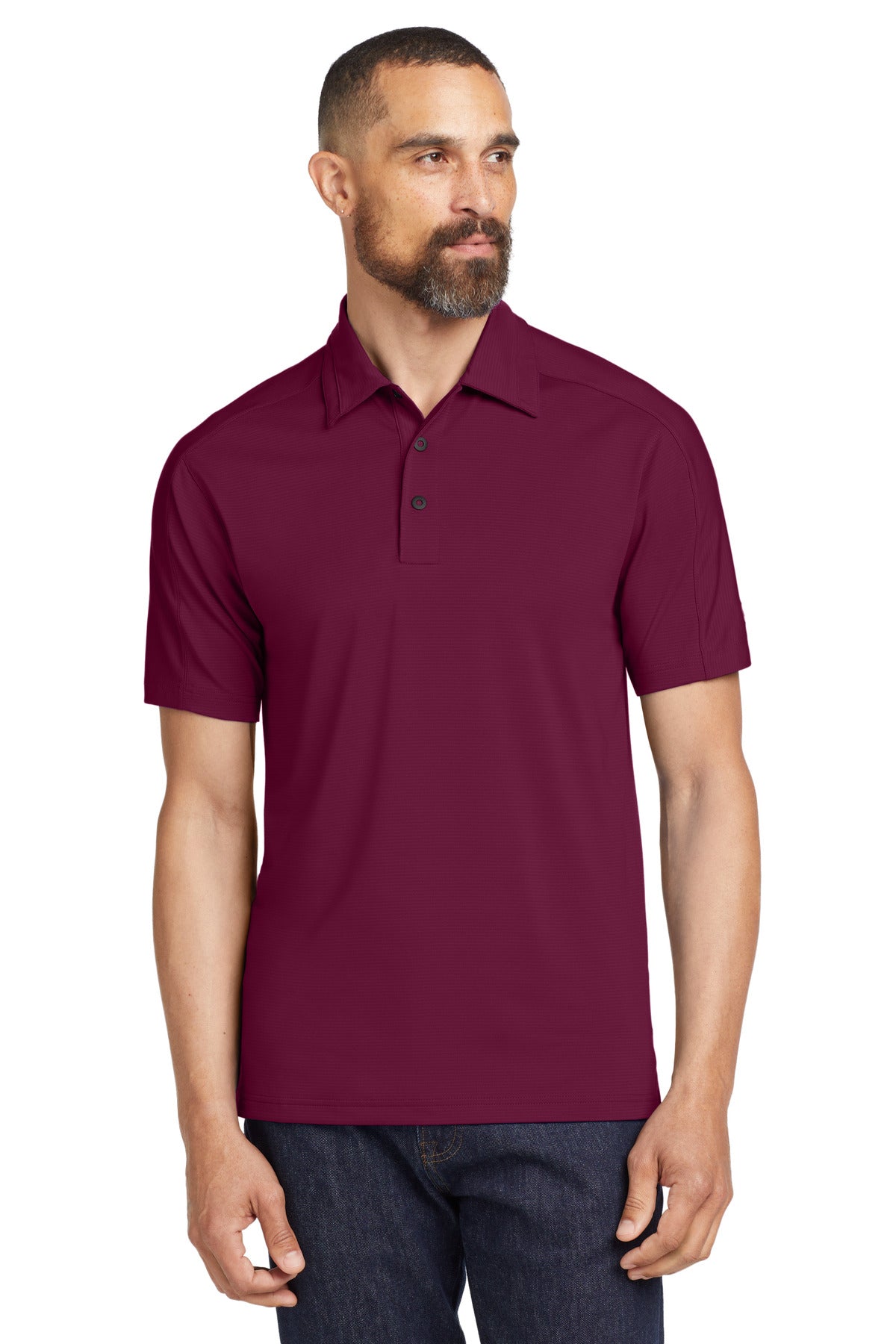 Custom Molten Maroon Linear Polo OG1030, personalized by SanCanDo Swag in Argyle, TX