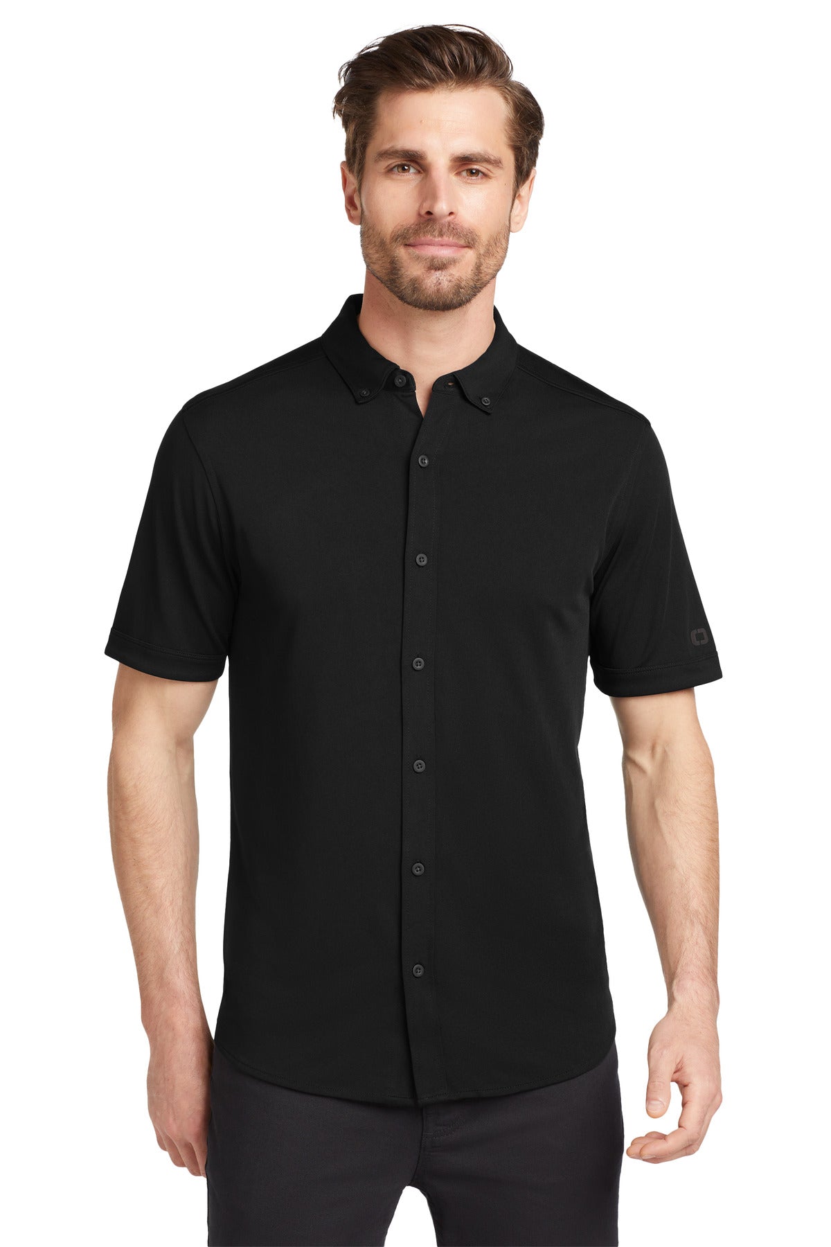 Custom Blacktop Gravitate Full-Button Polo OG141, personalized by SanCanDo Swag in Argyle, TX