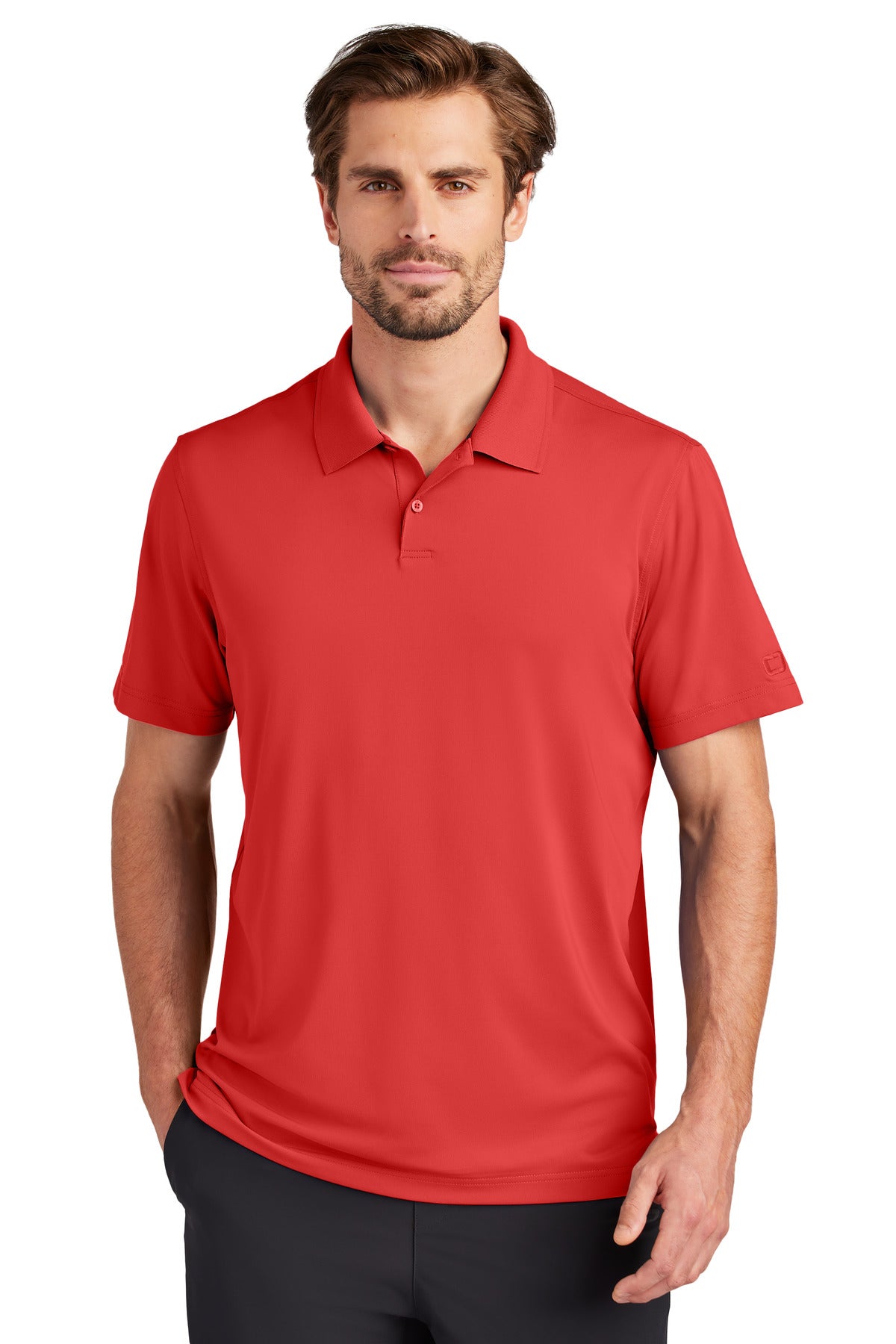 Custom Signal Red Regain Polo OG170, personalized by SanCanDo Swag in Argyle, TX