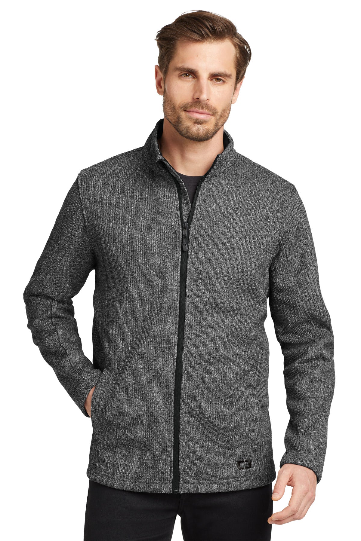 Custom Diesel Grey Heather Grit Fleece Jacket OG727, personalized by SanCanDo Swag in Argyle, TX