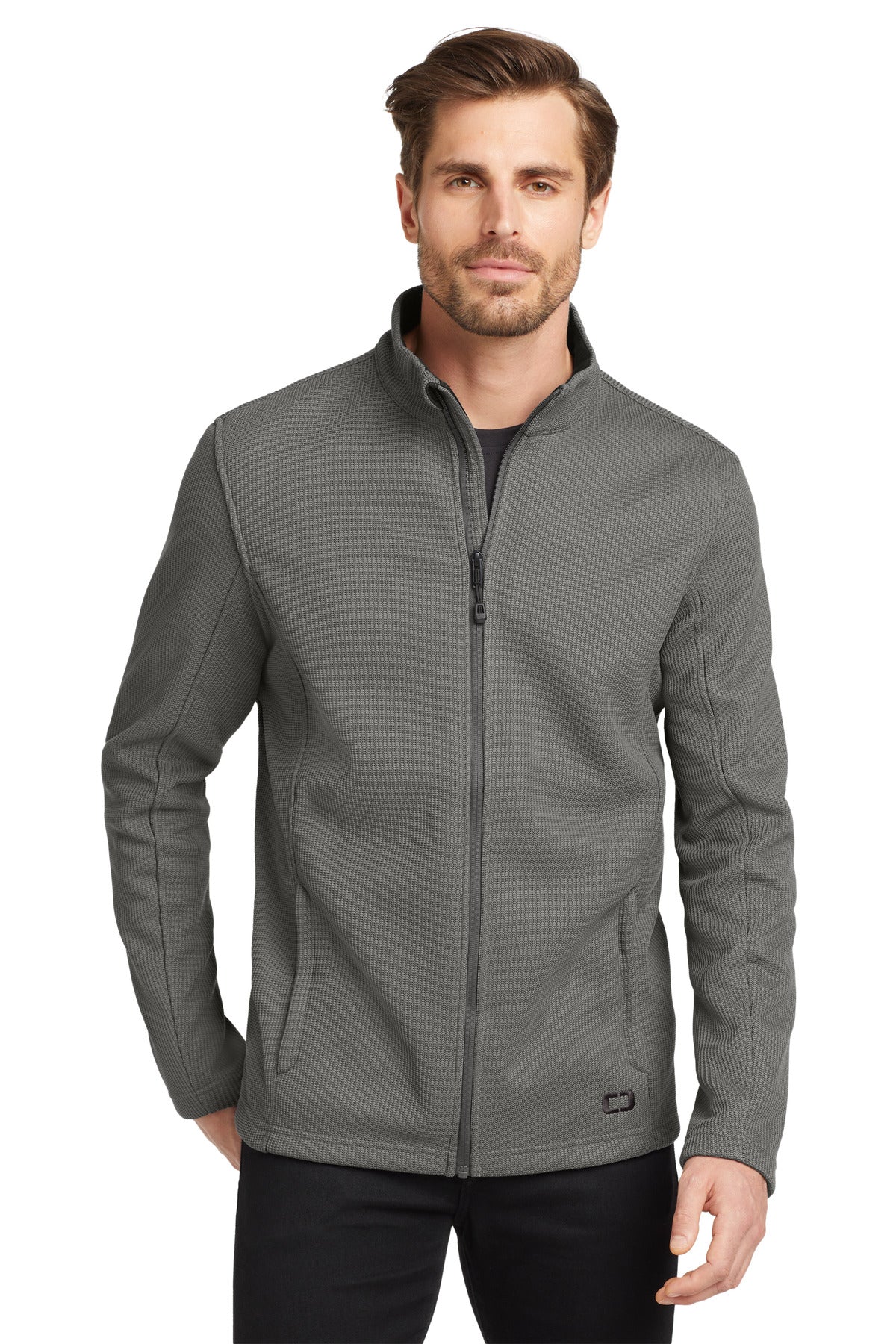 Custom Gear Grey Grit Fleece Jacket OG727, personalized by SanCanDo Swag in Argyle, TX