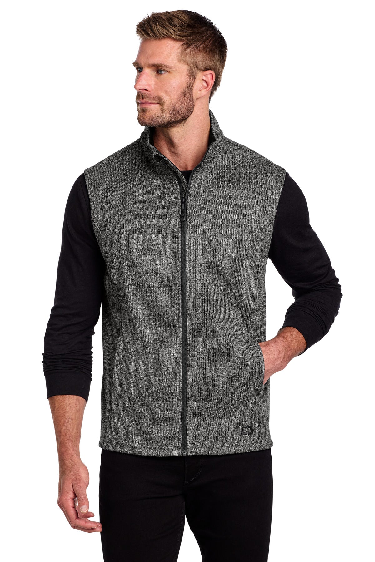Custom Diesel Grey Heather Grit Fleece Vest OG730, personalized by SanCanDo Swag in Argyle, TX