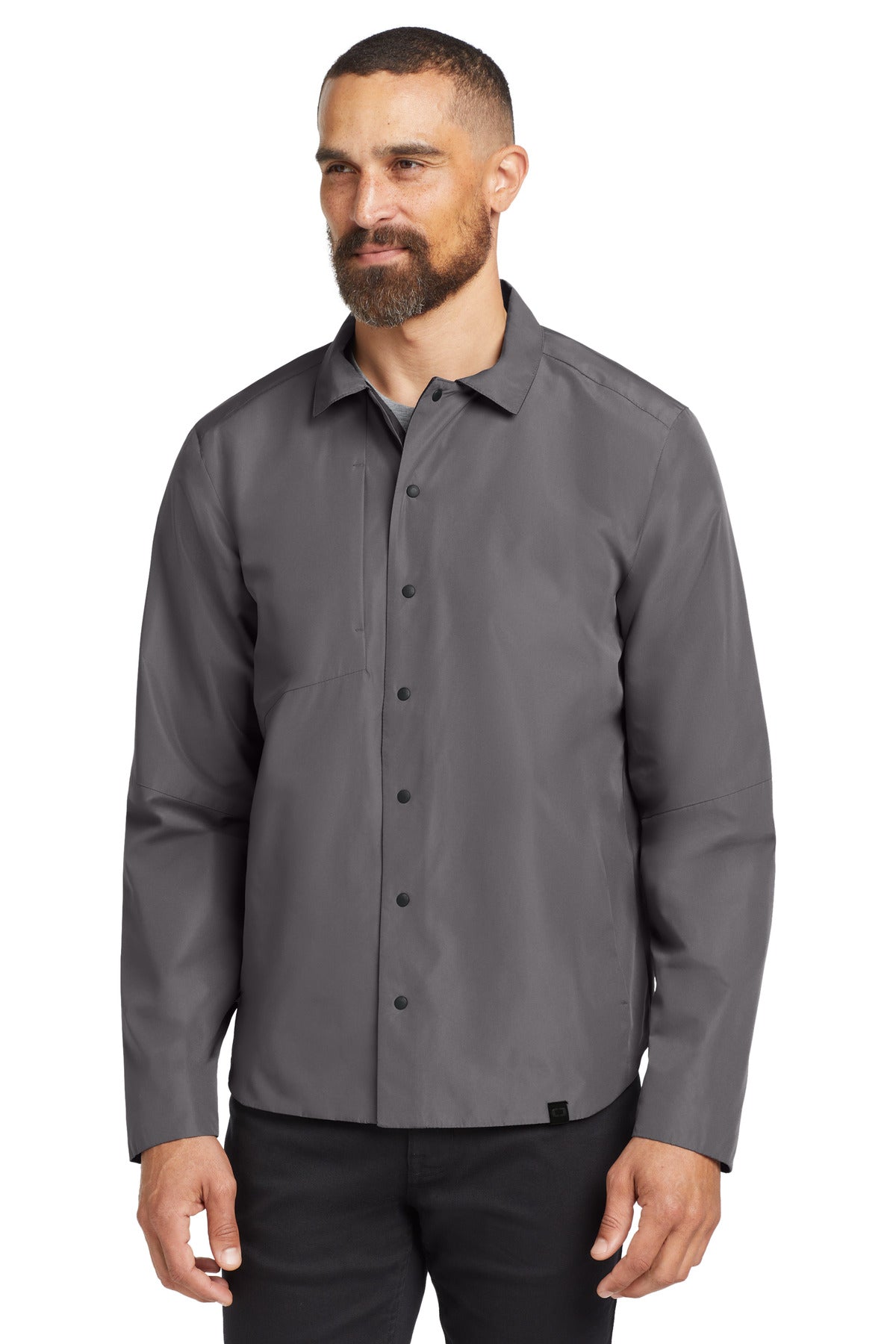 Custom Gear Grey Reverse Shirt Jacket OG754, personalized by SanCanDo Swag in Argyle, TX