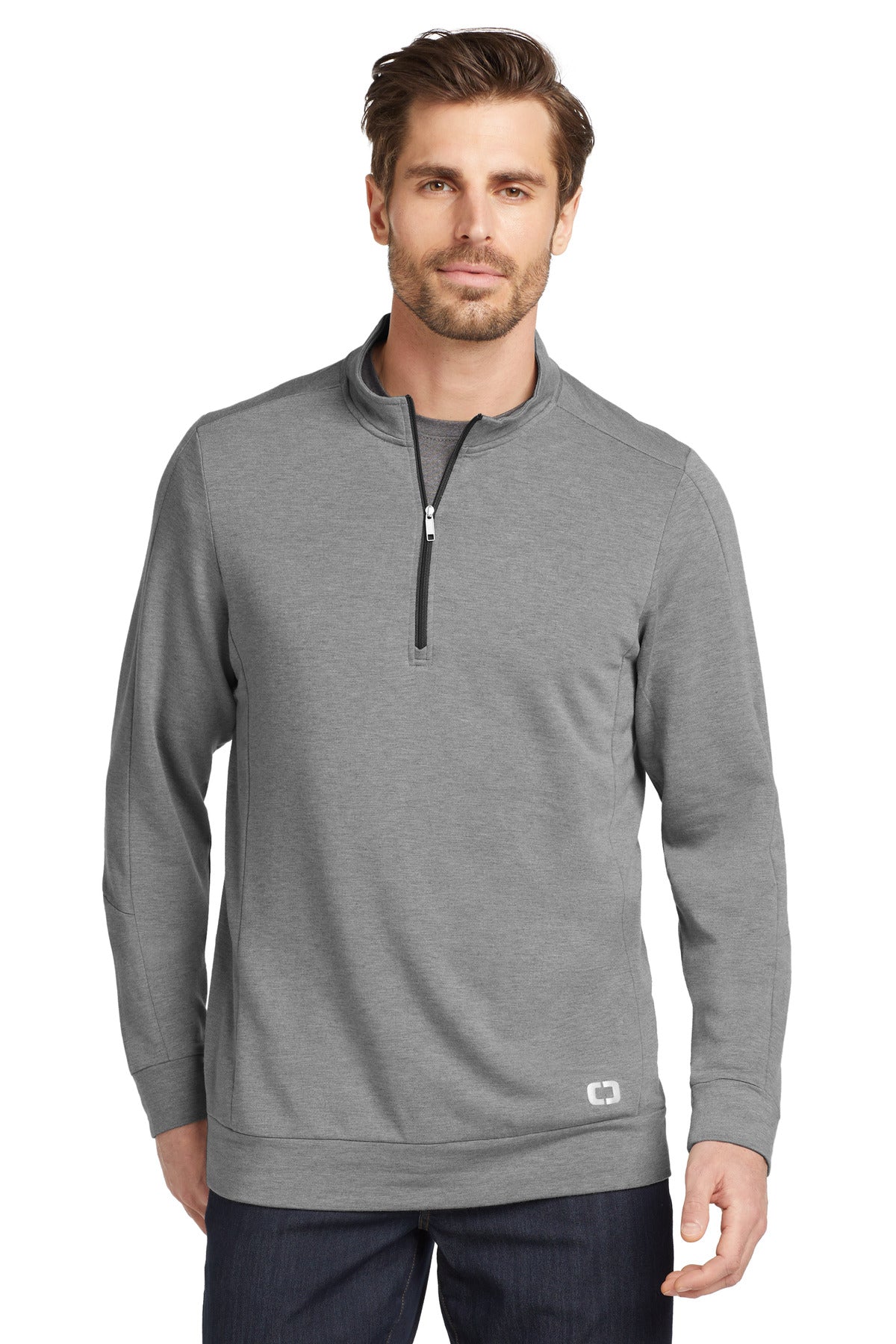 Custom Petrol Grey Heather Luuma 1/2-Zip Fleece OG813, personalized by SanCanDo Swag in Argyle, TX