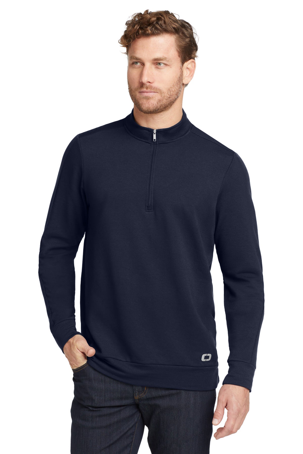 Custom River Blue Navy Luuma 1/2-Zip Fleece OG813, personalized by SanCanDo Swag in Argyle, TX