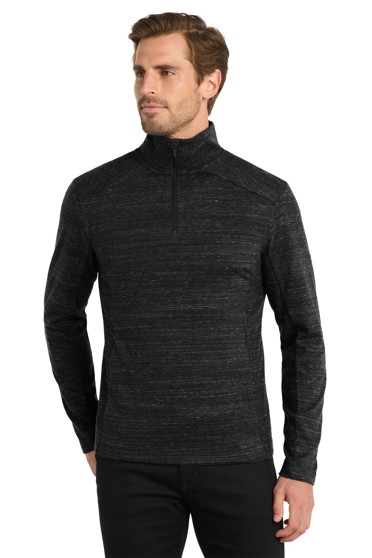 Custom Blacktop Heather Flux 1/4-Zip OG823, personalized by SanCanDo Swag in Argyle, TX