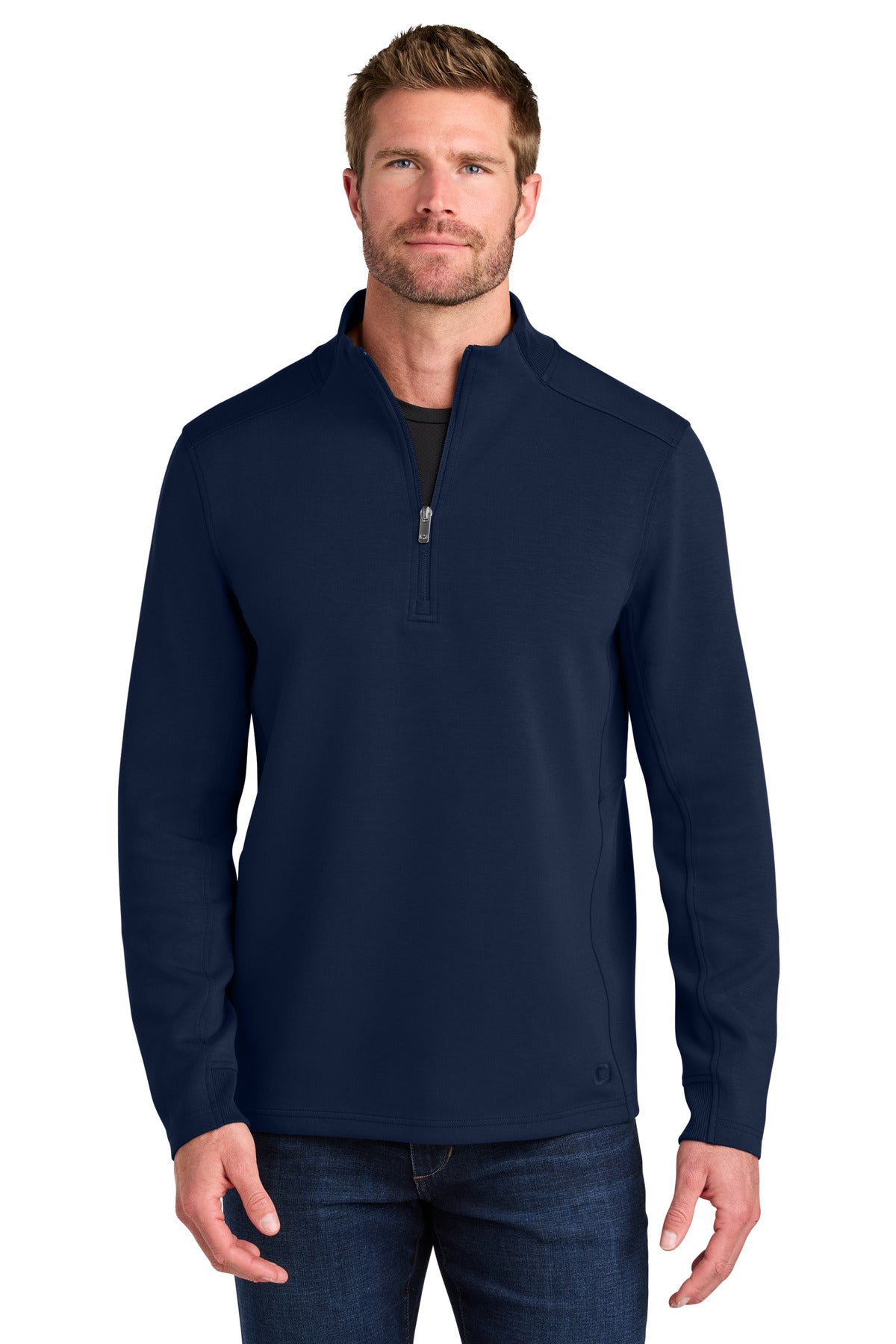 Custom River Blue Navy Transcend 1/4-Zip OG861, personalized by SanCanDo Swag in Argyle, TX