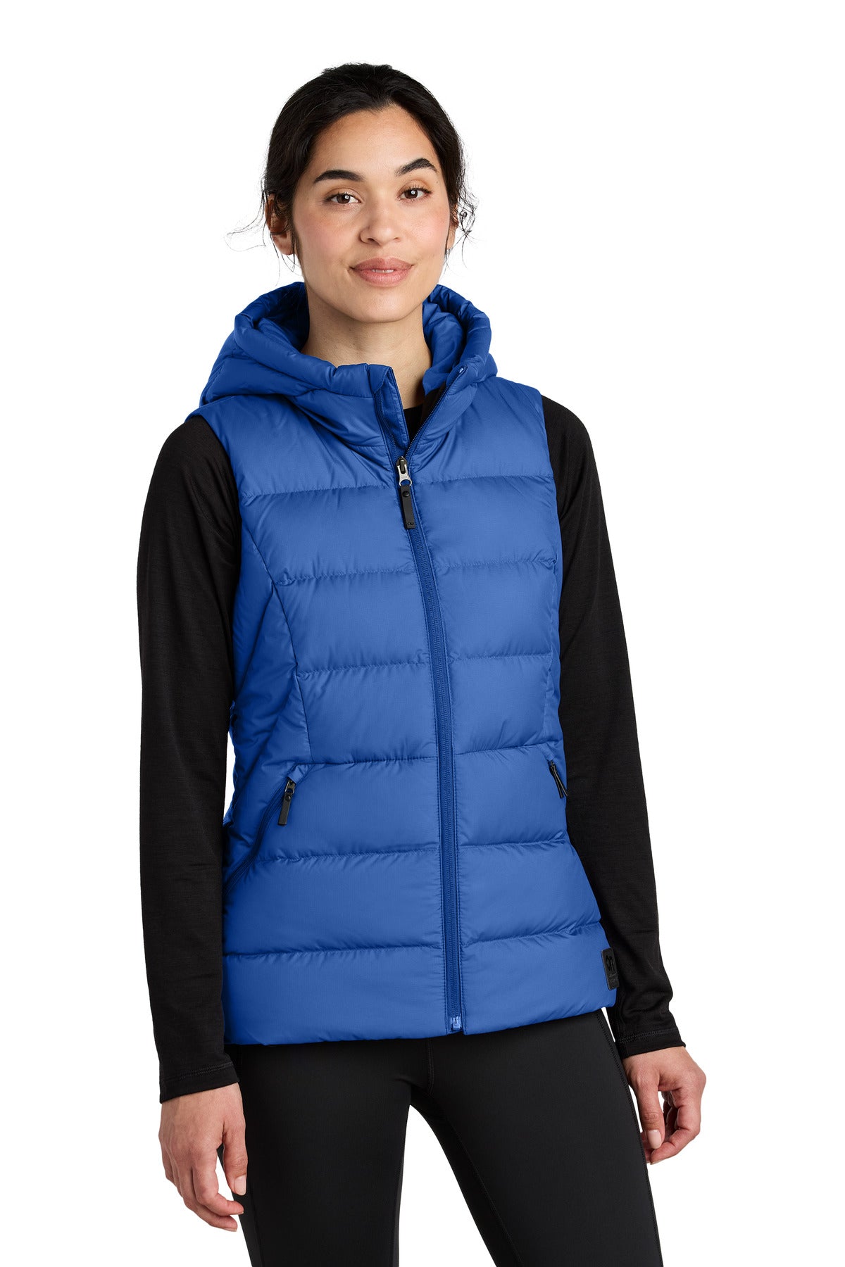 Custom Galaxy Blue Coldsnap Hooded Down Vest OR322218, personalized by SanCanDo Swag in Argyle, TX