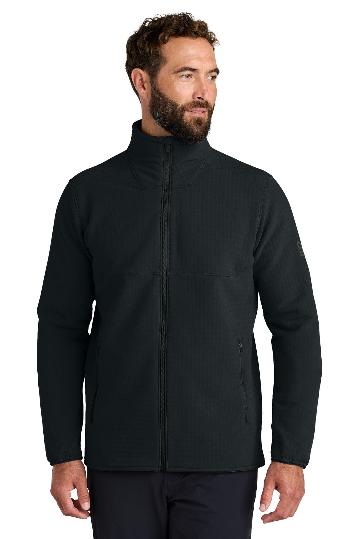 Custom Black Grid Soft Shell Jacket OR322264, personalized by SanCanDo Swag in Argyle, TX
