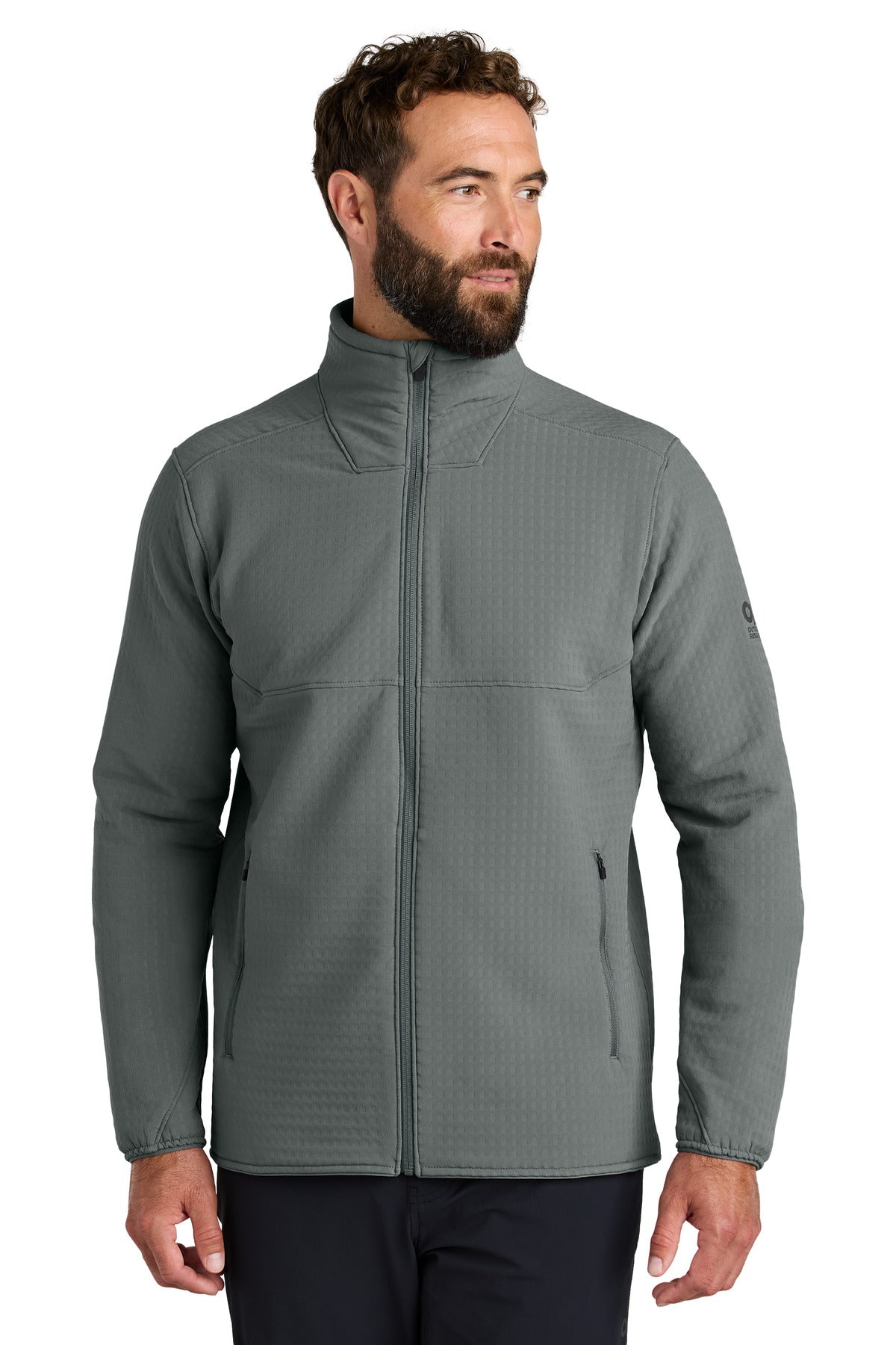 Custom Grey Grid Soft Shell Jacket OR322264, personalized by SanCanDo Swag in Argyle, TX