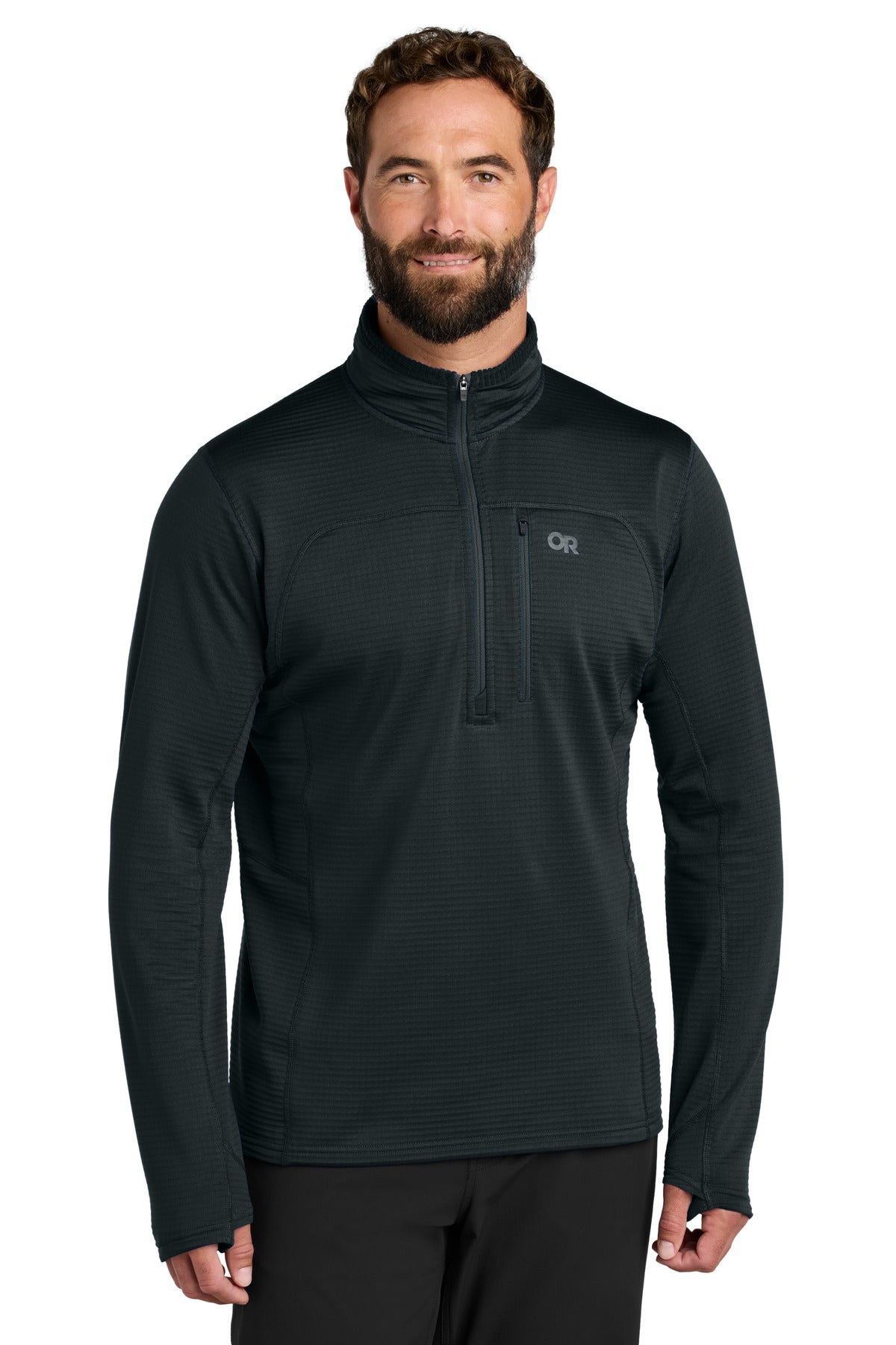 Custom Black Tech Grid 1/4-Zip Fleece OR322267, personalized by SanCanDo Swag in Argyle, TX