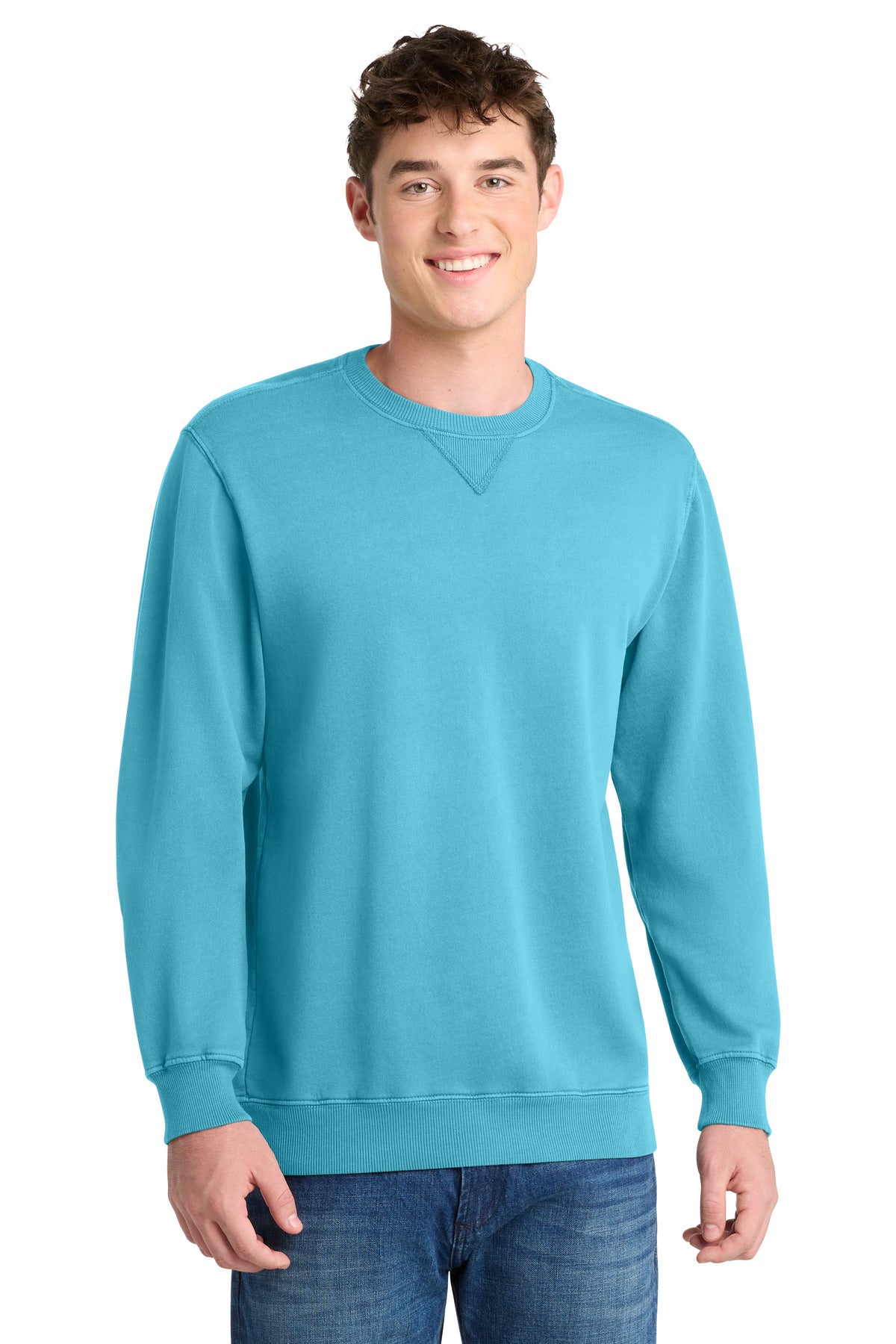 Custom Tidal Wave Beach Wash Garment-Dyed Crewneck PC098, personalized by SanCanDo Swag in Argyle, TX