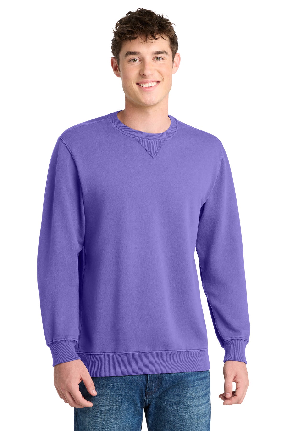 Custom Amethyst Beach Wash Garment-Dyed Crewneck PC098, personalized by SanCanDo Swag in Argyle, TX