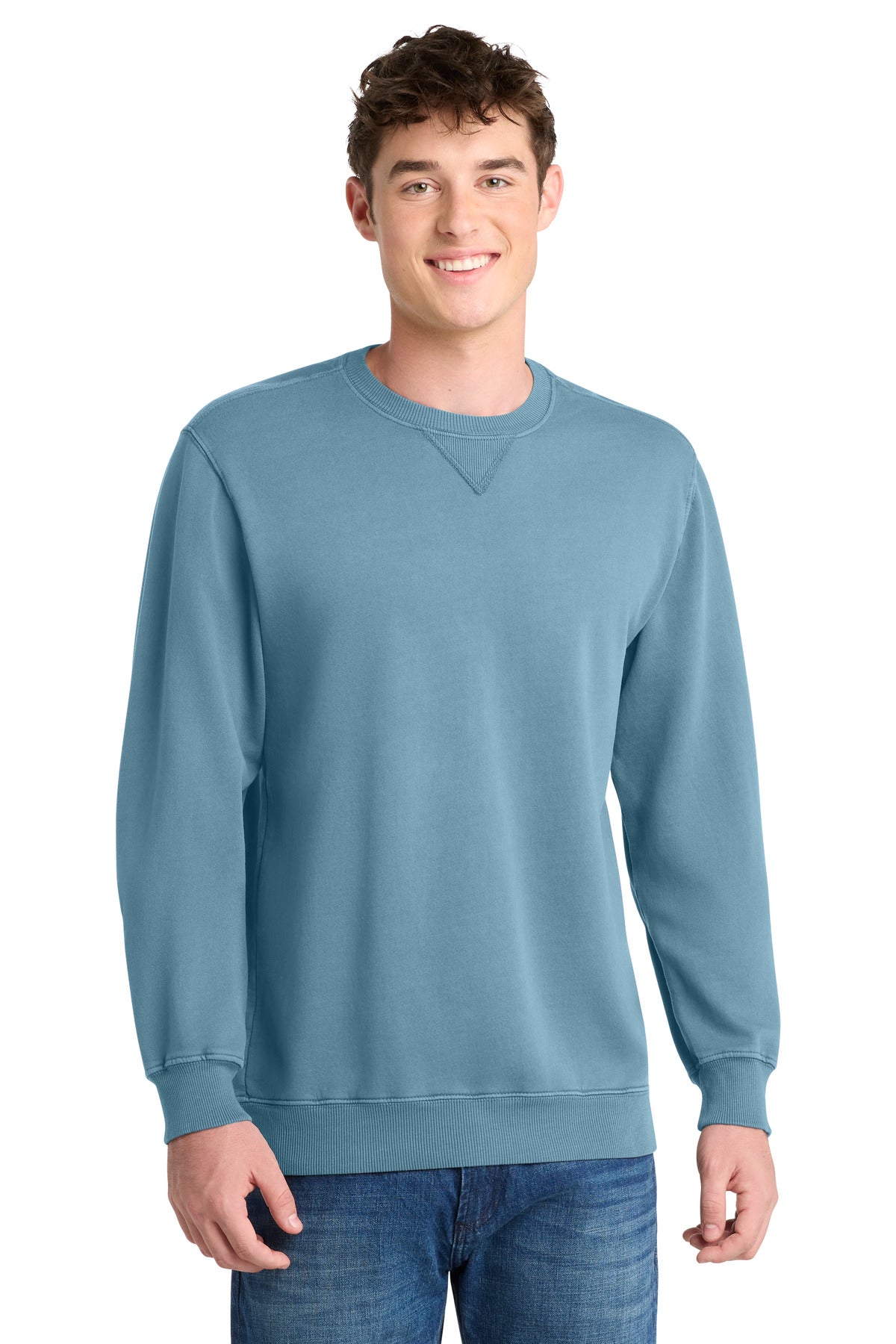 Custom Mist Beach Wash Garment-Dyed Crewneck PC098, personalized by SanCanDo Swag in Argyle, TX