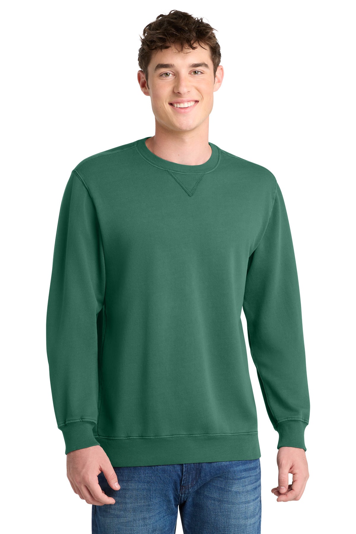 Custom Nordic Green Beach Wash Garment-Dyed Crewneck PC098, personalized by SanCanDo Swag in Argyle, TX