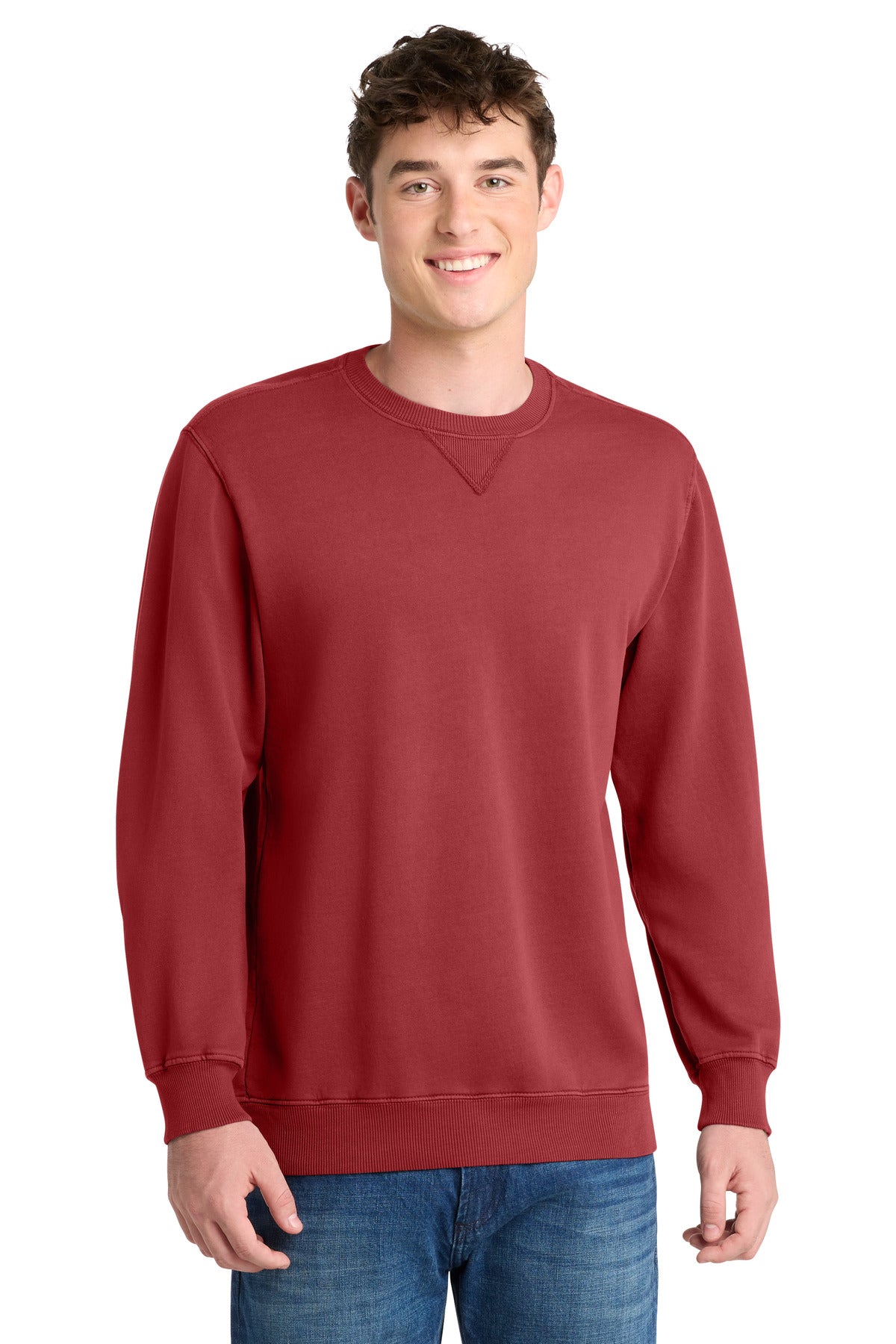 Custom Red Rock Beach Wash Garment-Dyed Crewneck PC098, personalized by SanCanDo Swag in Argyle, TX
