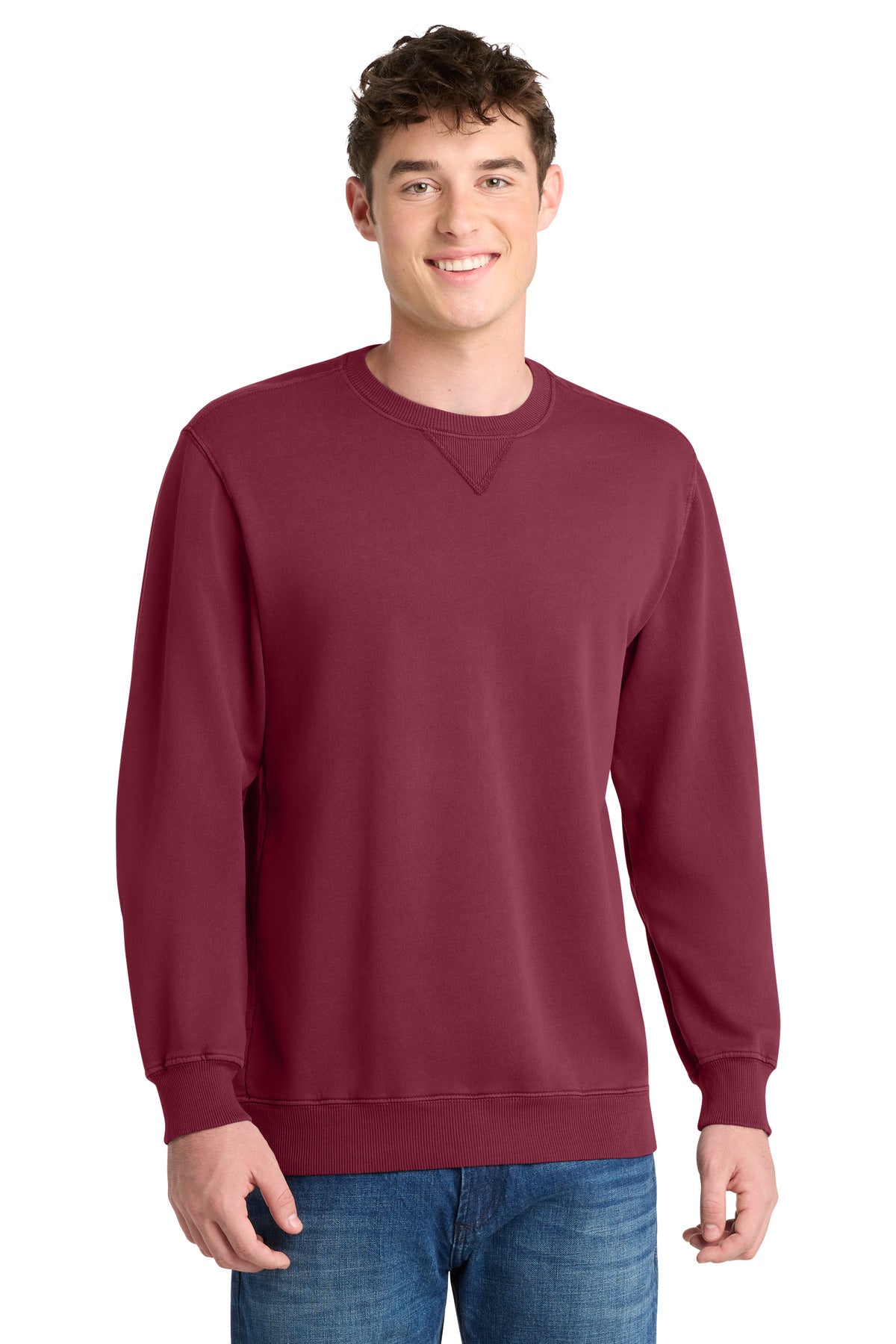 Custom Merlot Beach Wash Garment-Dyed Crewneck PC098, personalized by SanCanDo Swag in Argyle, TX